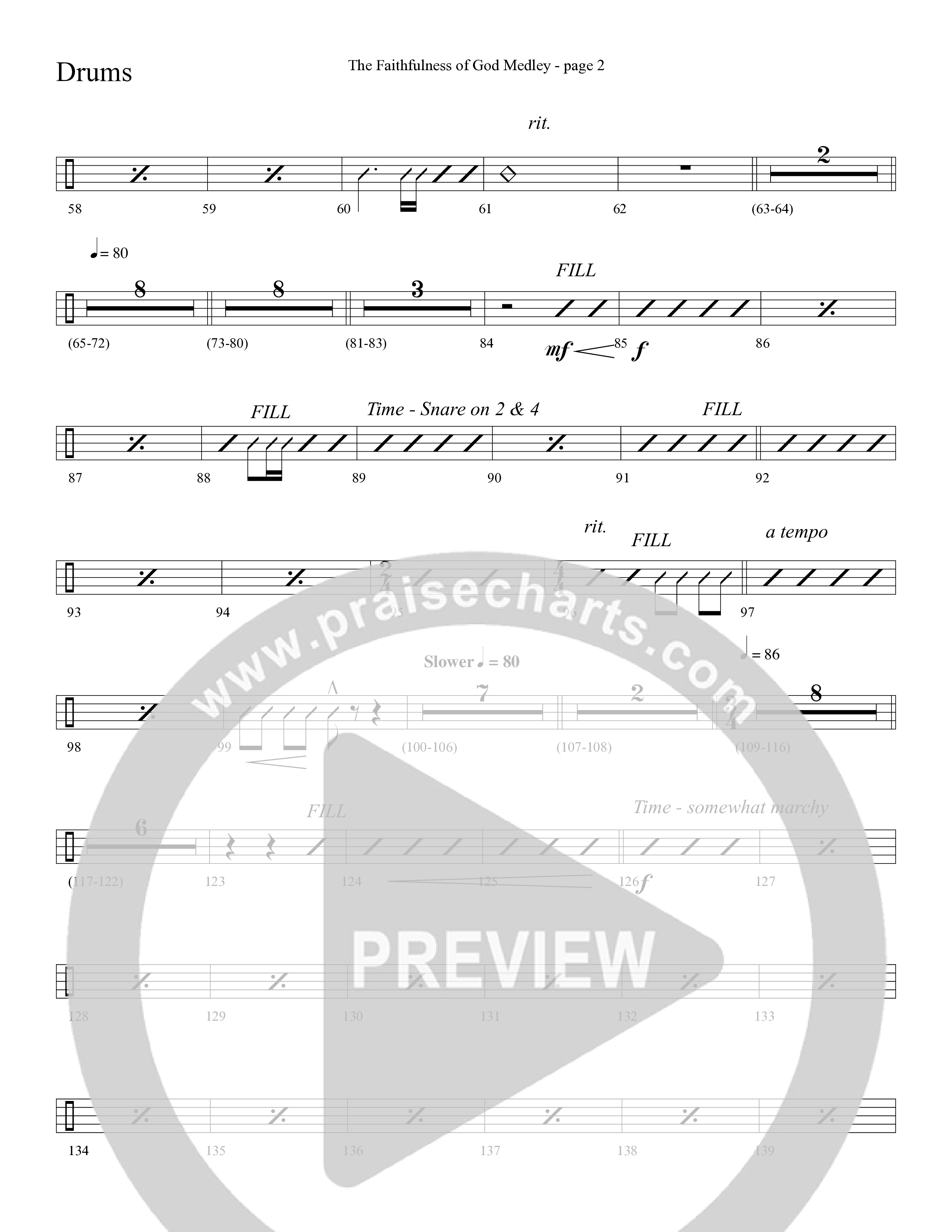 The Faithfulness of God Medley (Choral Anthem SATB) Drum Set (Word Music Choral / Arr. Russell Mauldin)