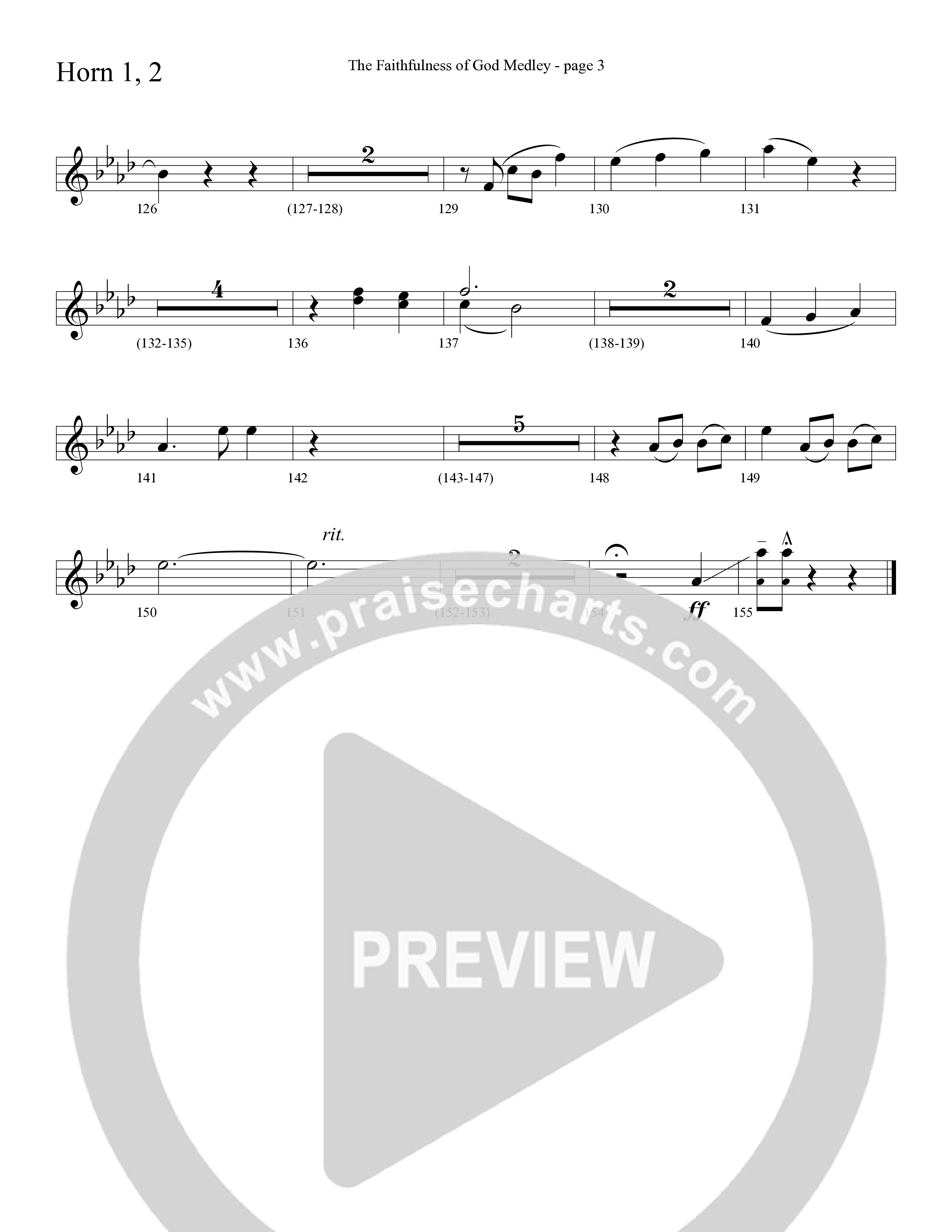 The Faithfulness of God Medley (Choral Anthem SATB) French Horn 1/2 (Word Music Choral / Arr. Russell Mauldin)