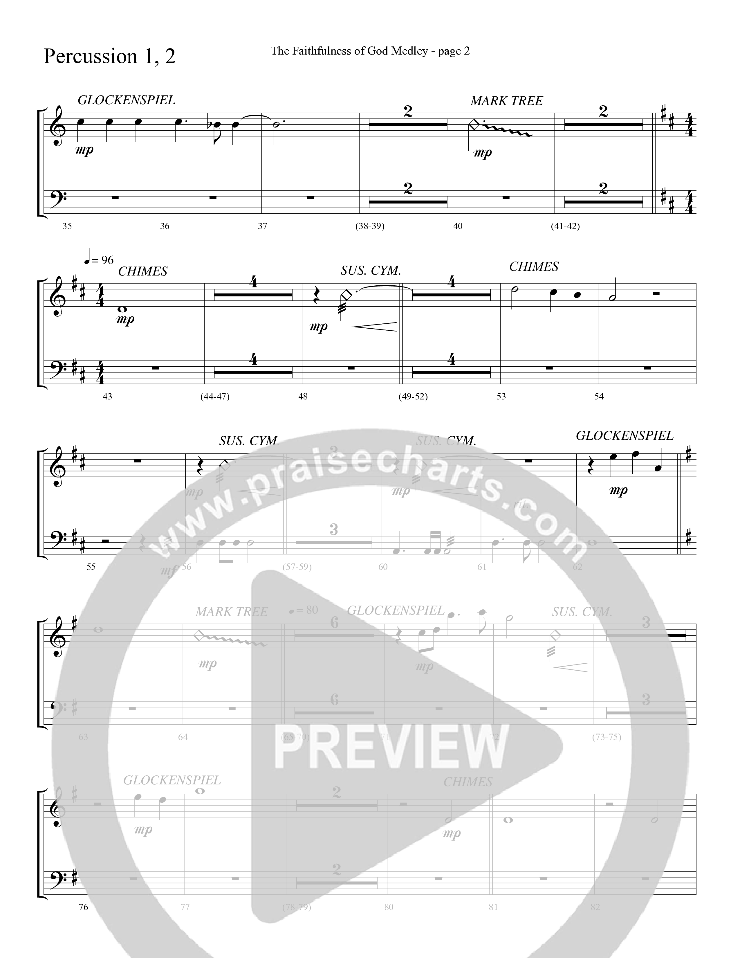 The Faithfulness of God Medley (Choral Anthem SATB) Percussion 1/2 (Word Music Choral / Arr. Russell Mauldin)