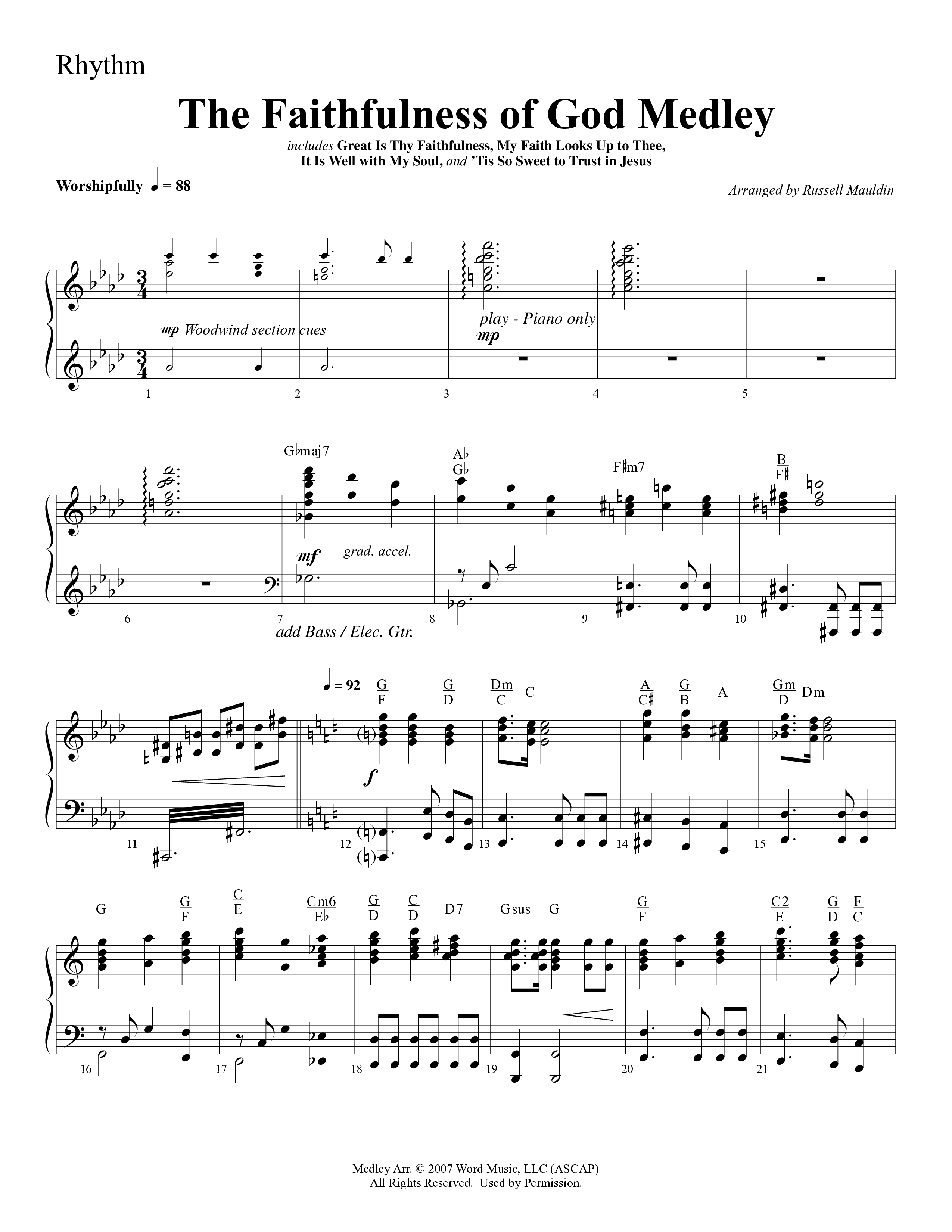 The Faithfulness of God Medley (Choral Anthem SATB) Orchestration (Word Music Choral / Arr. Russell Mauldin)
