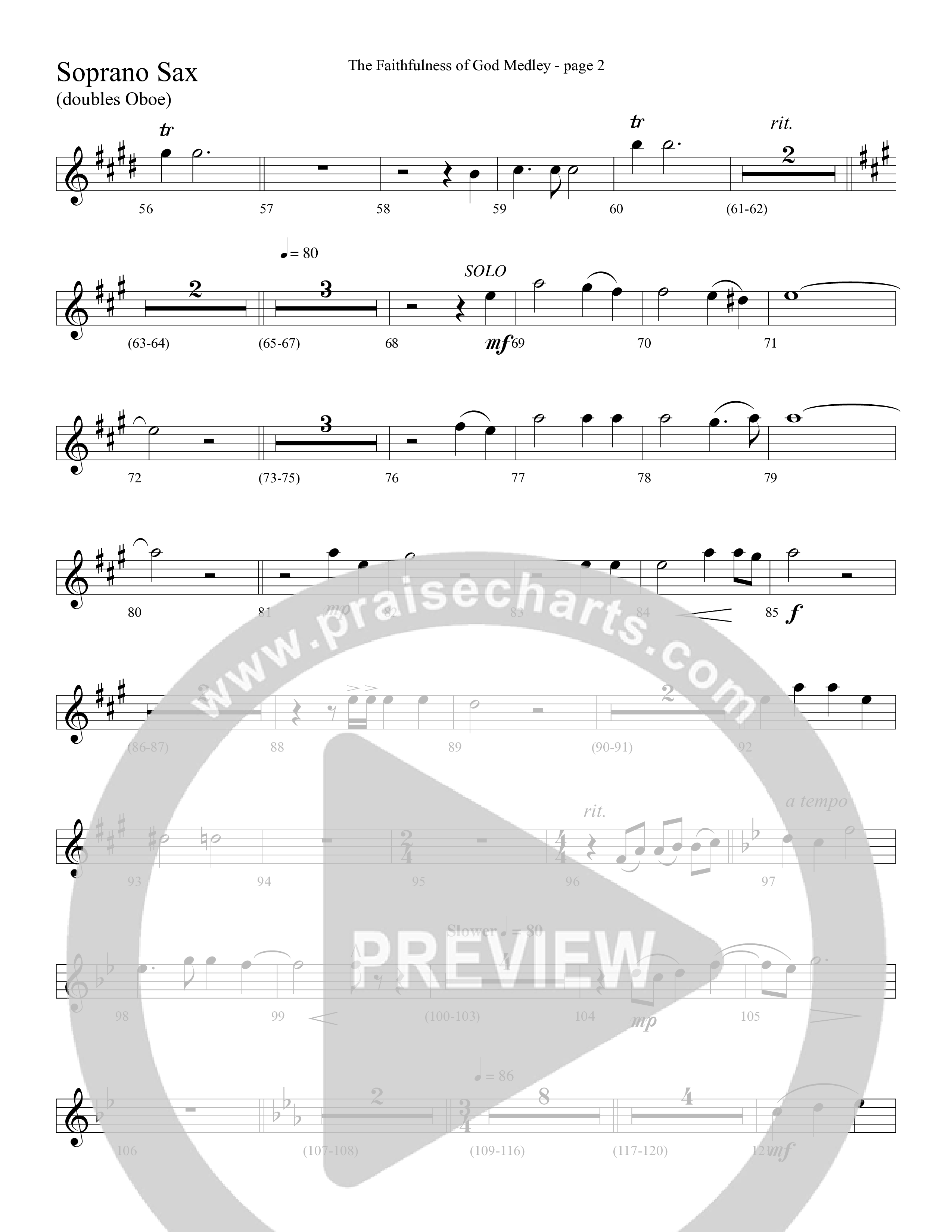 The Faithfulness of God Medley (Choral Anthem SATB) Soprano Sax (Word Music Choral / Arr. Russell Mauldin)