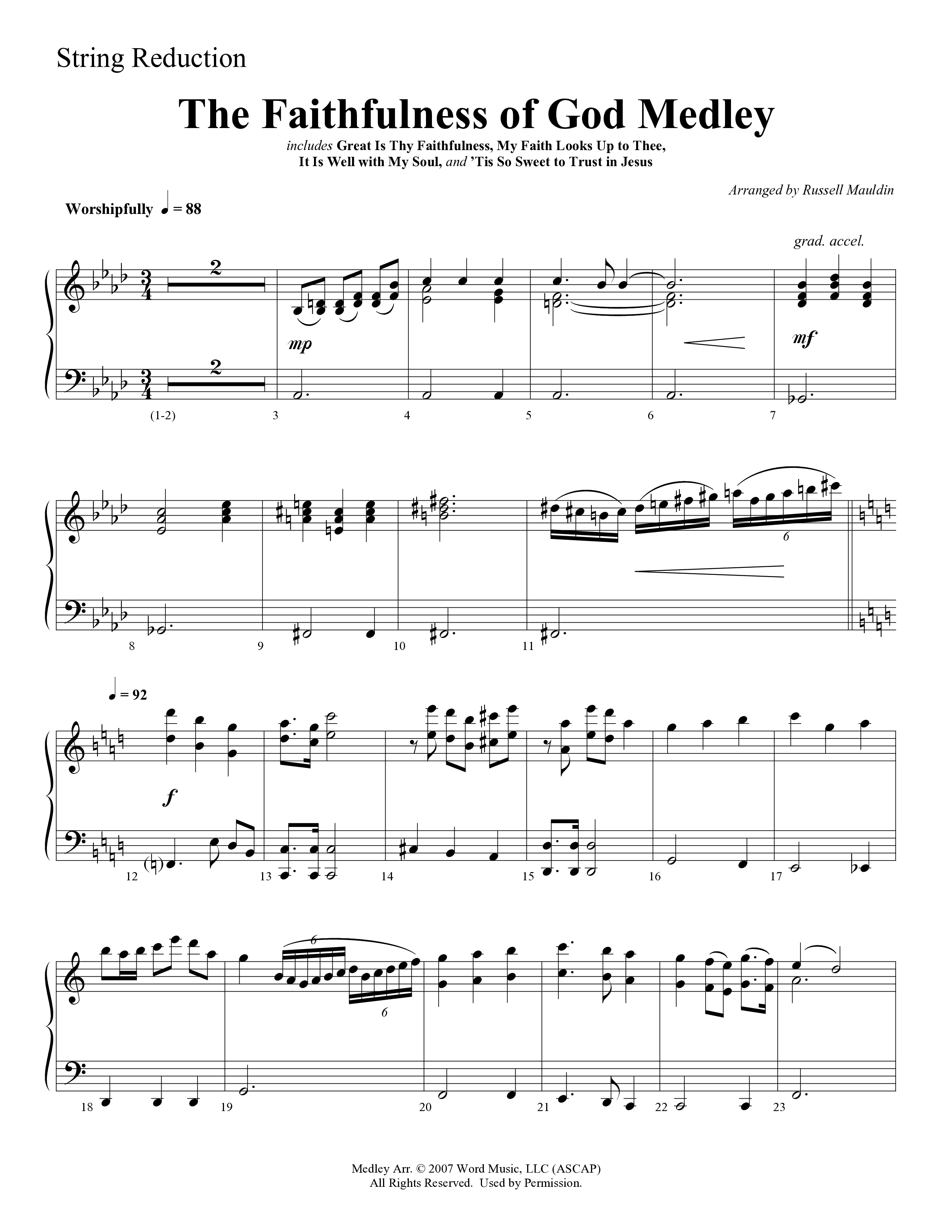 The Faithfulness of God Medley (Choral Anthem SATB) String Reduction (Word Music Choral / Arr. Russell Mauldin)