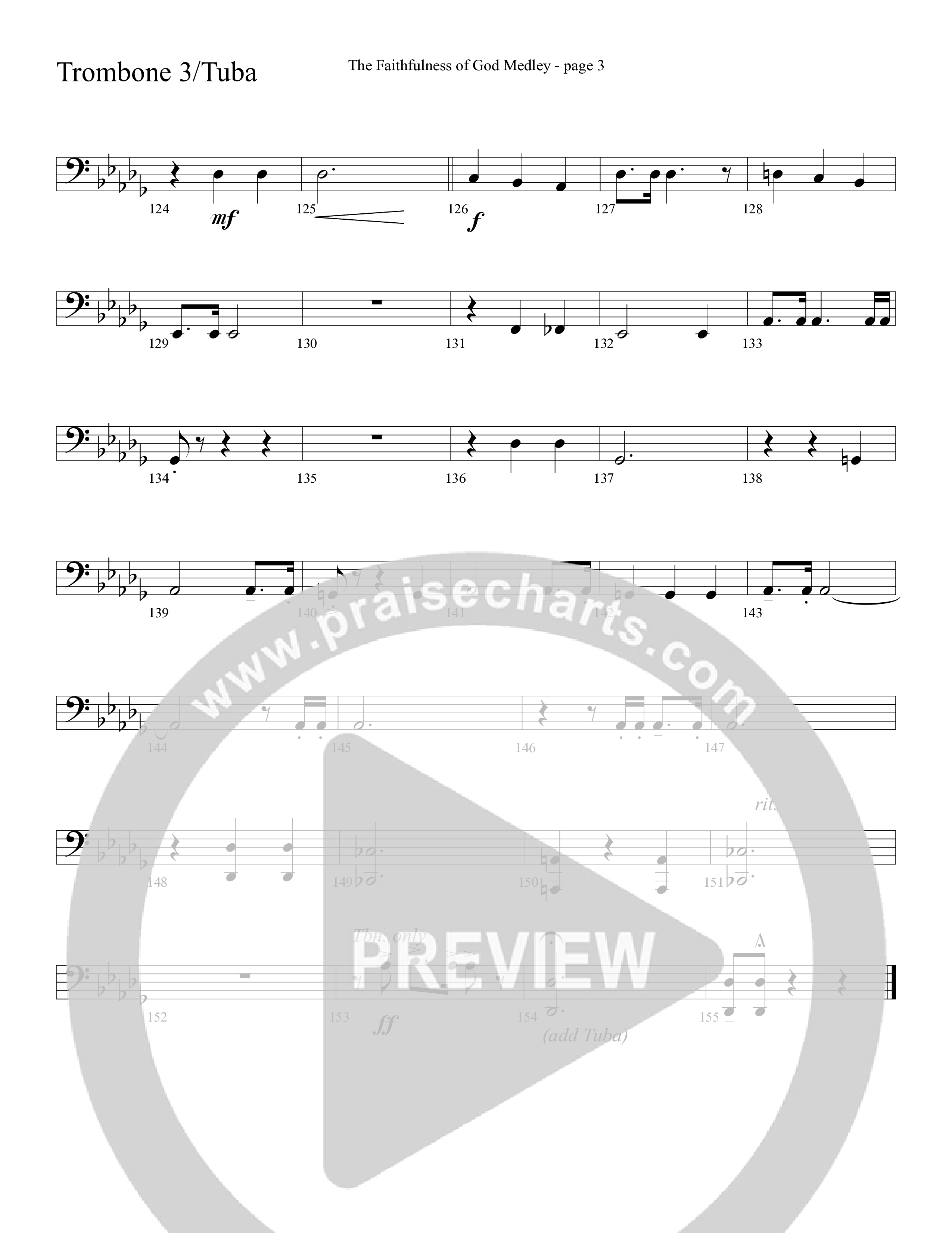 The Faithfulness of God Medley (Choral Anthem SATB) Trombone 3/Tuba (Word Music Choral / Arr. Russell Mauldin)