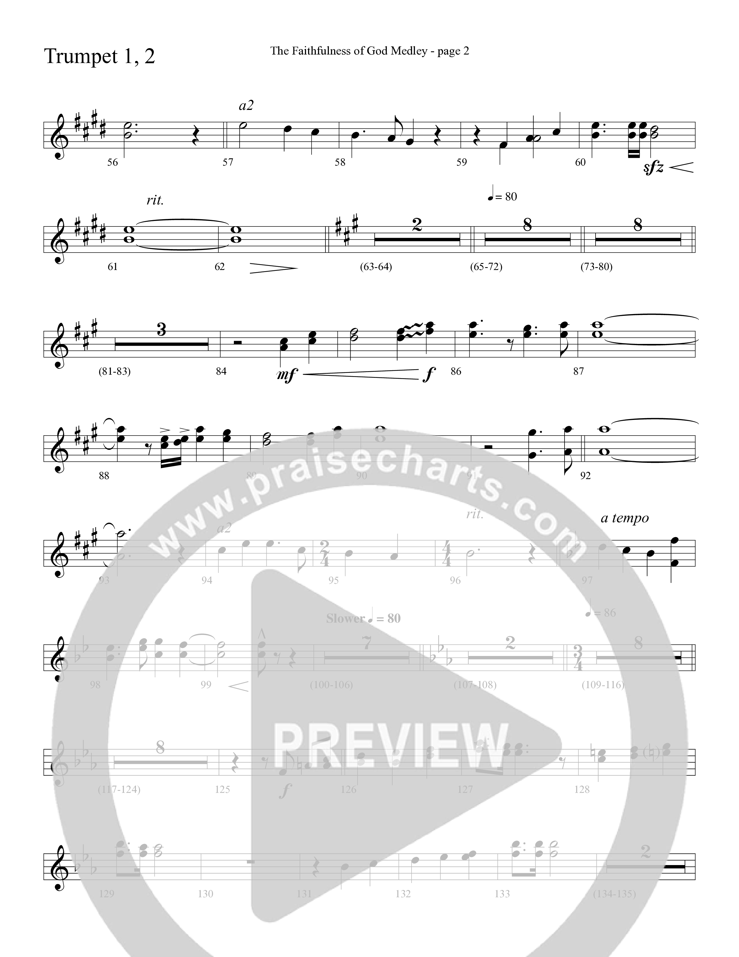 The Faithfulness of God Medley (Choral Anthem SATB) Trumpet 1,2 (Word Music Choral / Arr. Russell Mauldin)