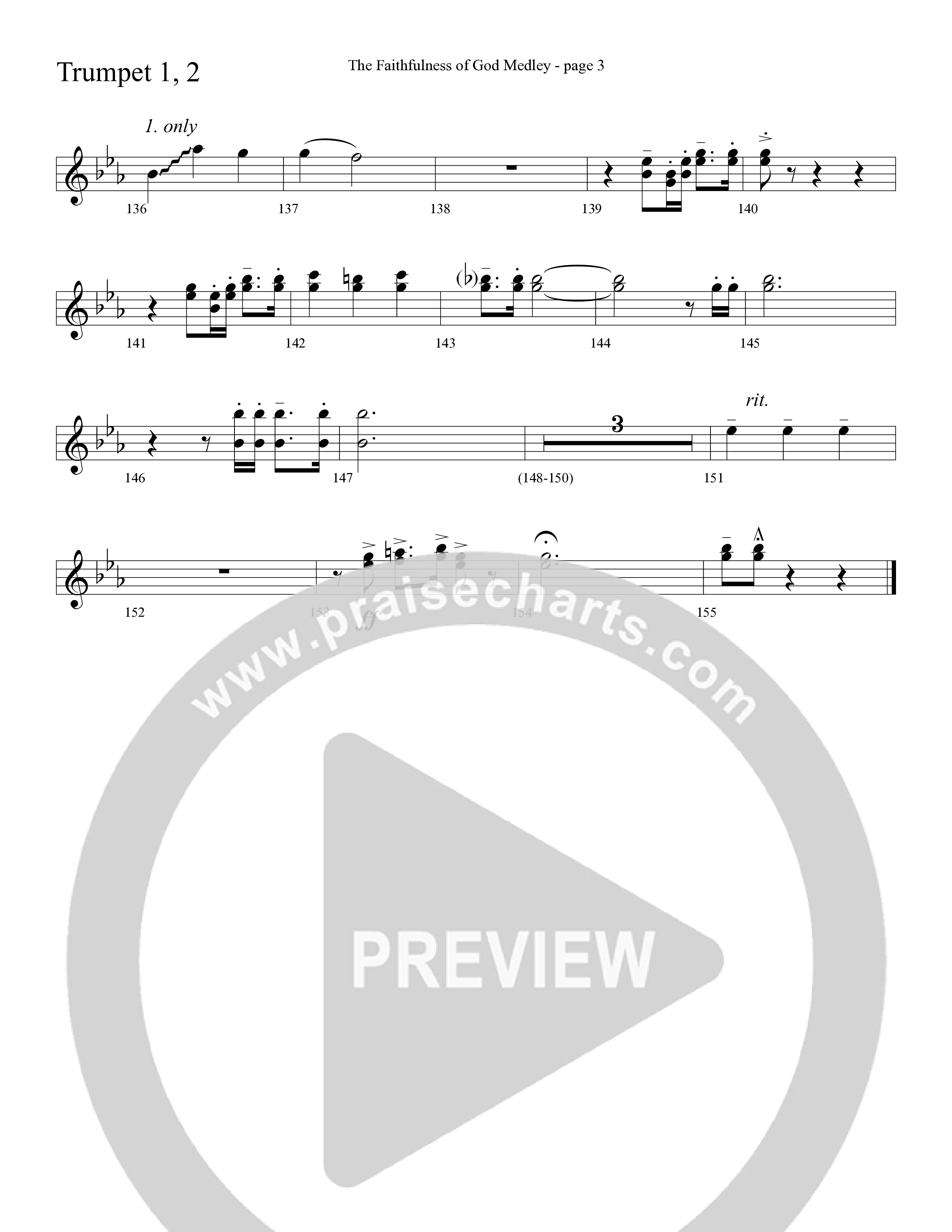 The Faithfulness of God Medley (Choral Anthem SATB) Trumpet 1,2 (Word Music Choral / Arr. Russell Mauldin)