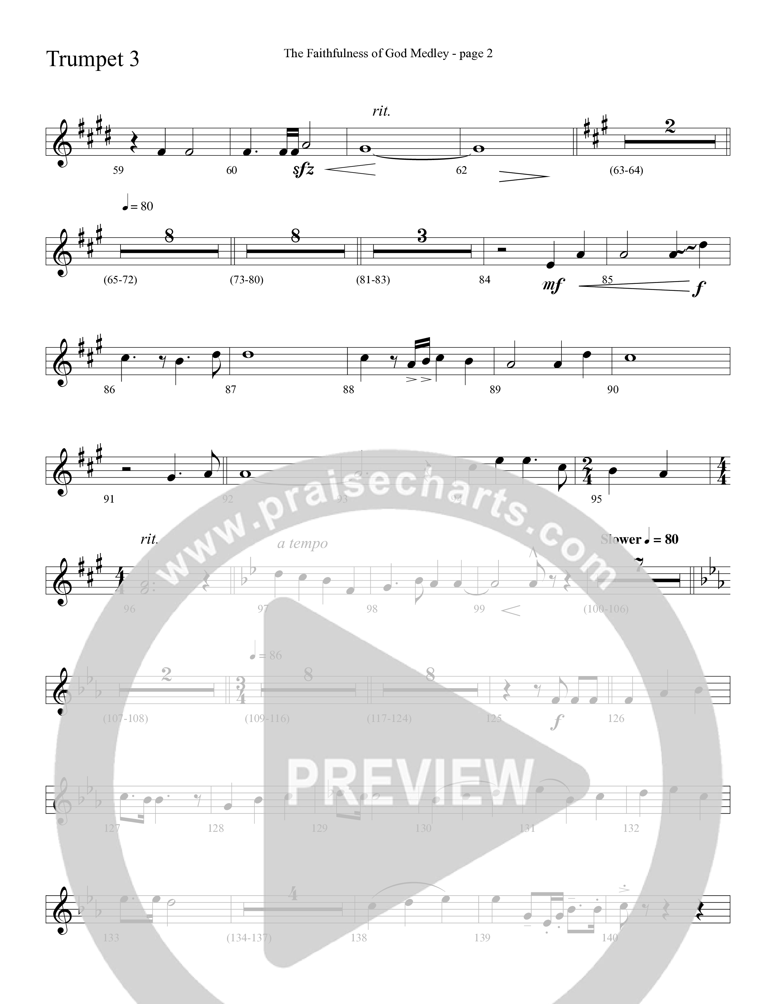 The Faithfulness of God Medley (Choral Anthem SATB) Trumpet 3 (Word Music Choral / Arr. Russell Mauldin)