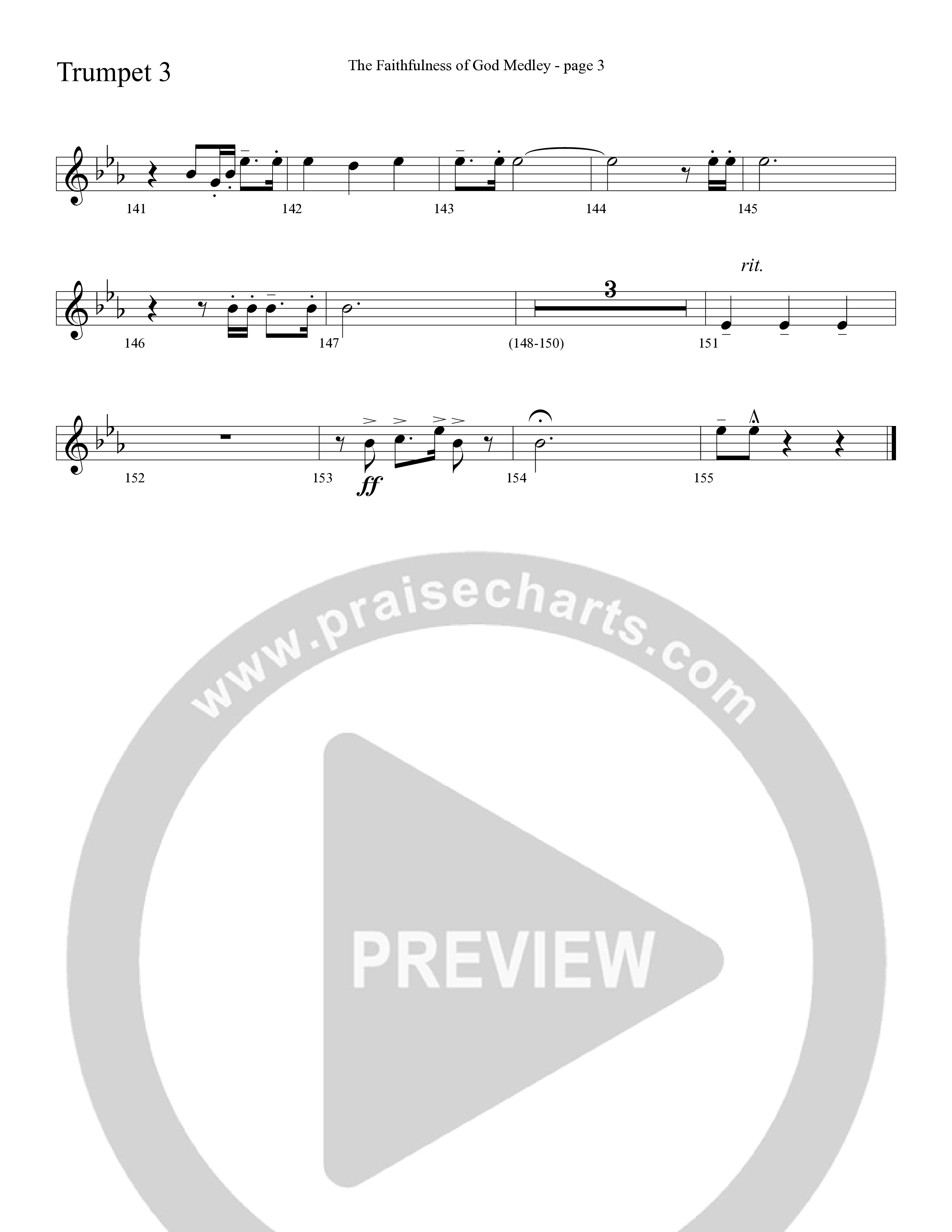 The Faithfulness of God Medley (Choral Anthem SATB) Trumpet 3 (Word Music Choral / Arr. Russell Mauldin)