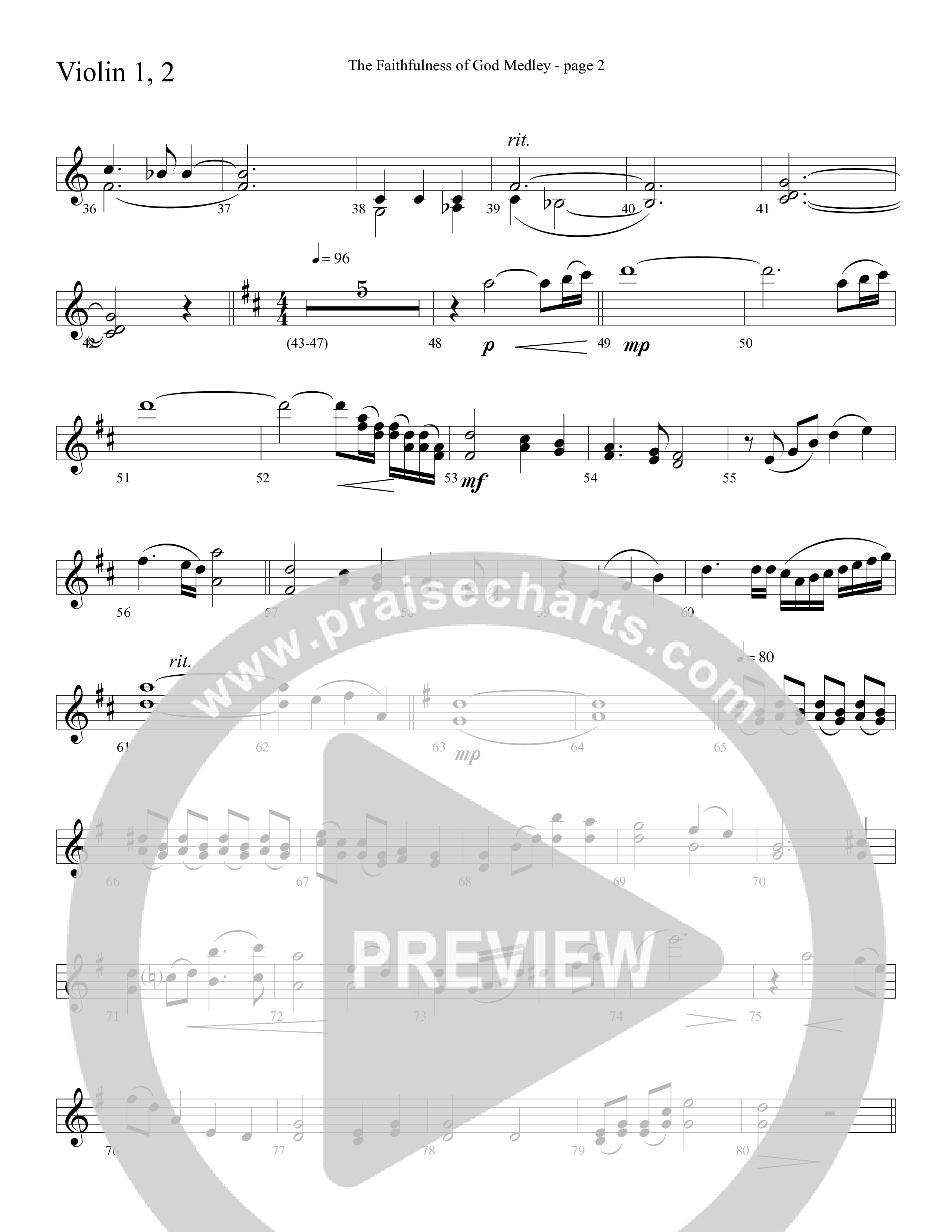 The Faithfulness of God Medley (Choral Anthem SATB) Violin 1/2 (Word Music Choral / Arr. Russell Mauldin)