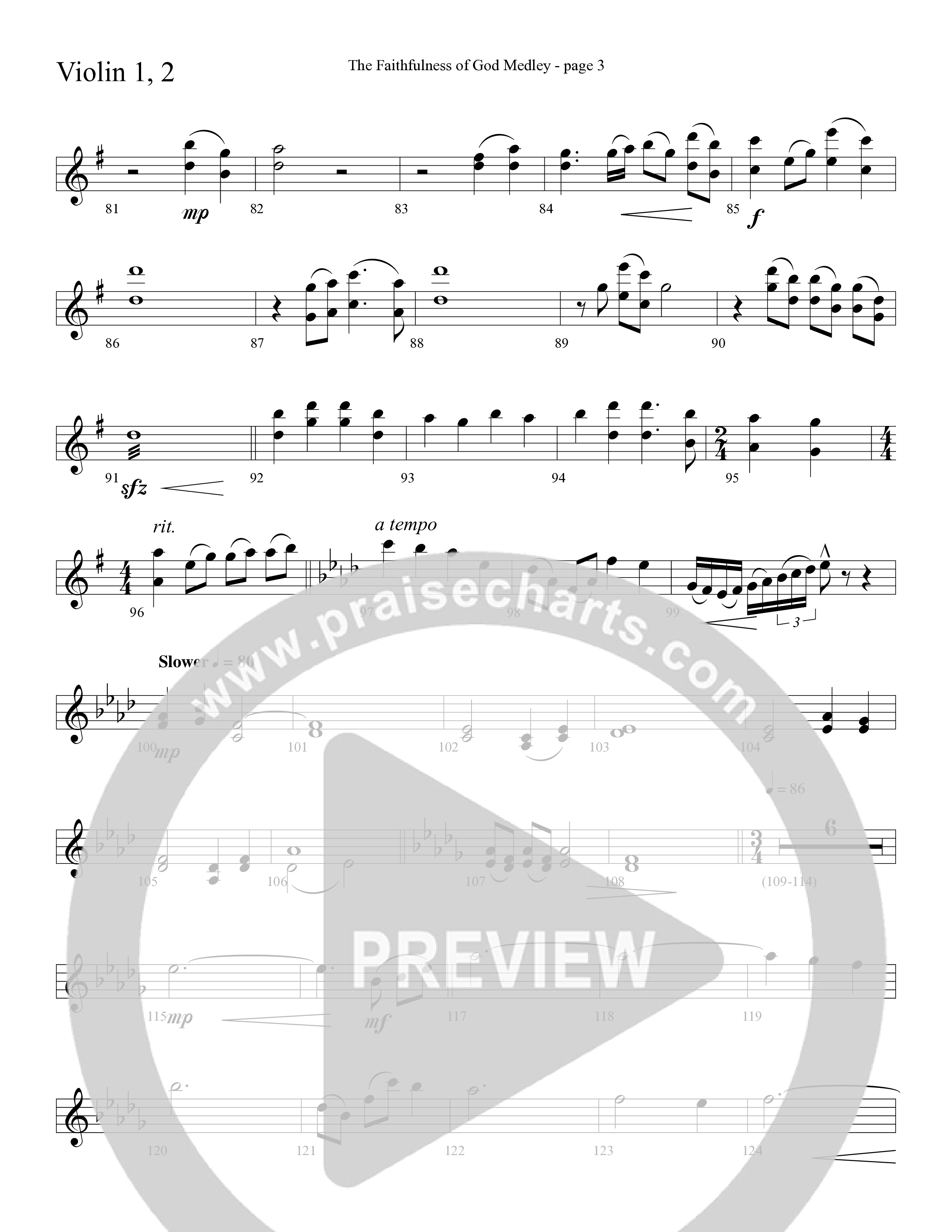 The Faithfulness of God Medley (Choral Anthem SATB) Violin 1/2 (Word Music Choral / Arr. Russell Mauldin)