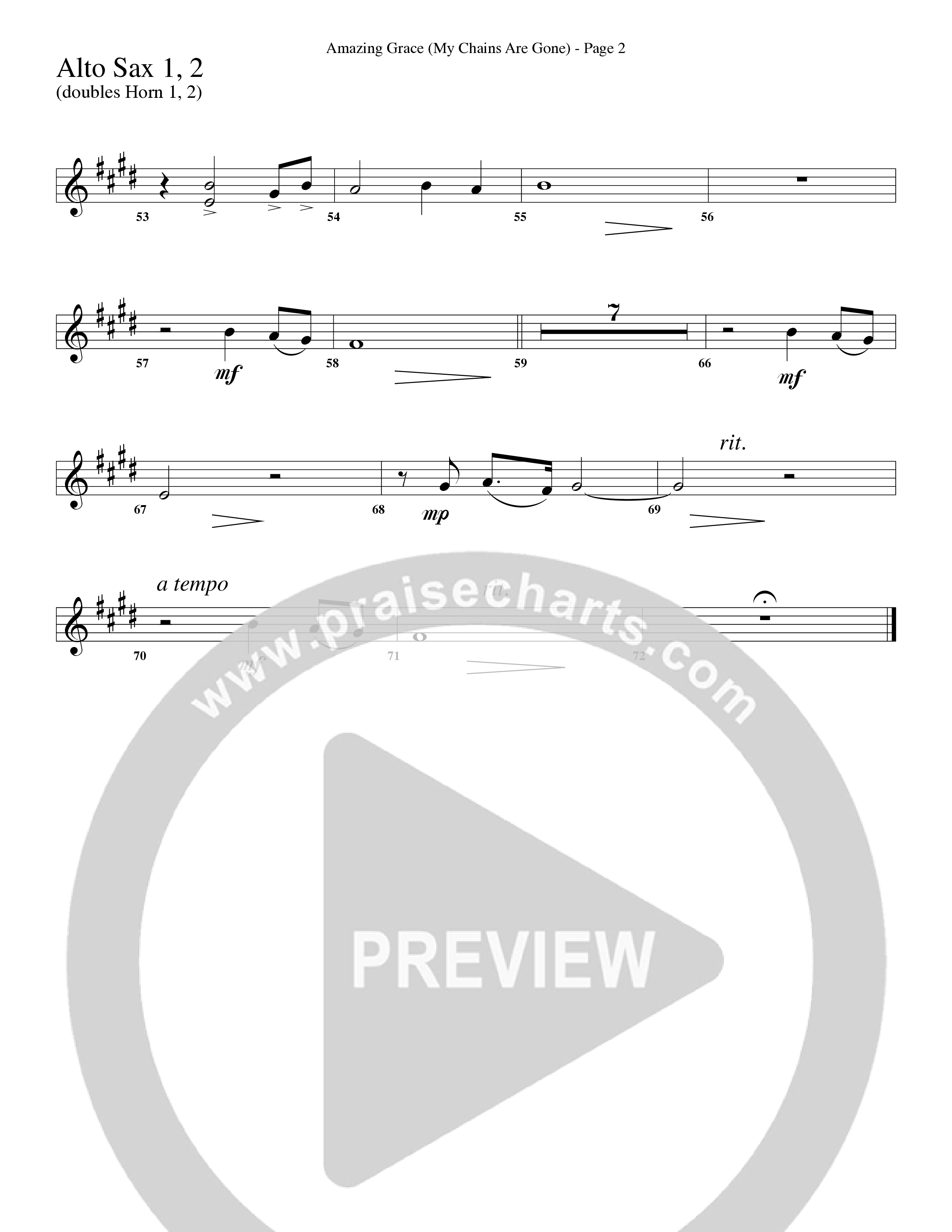 Amazing Grace (My Chains Are Gone) (Choral Anthem SATB) Alto Sax (Word Music Choral / Arr. Russell Mauldin)