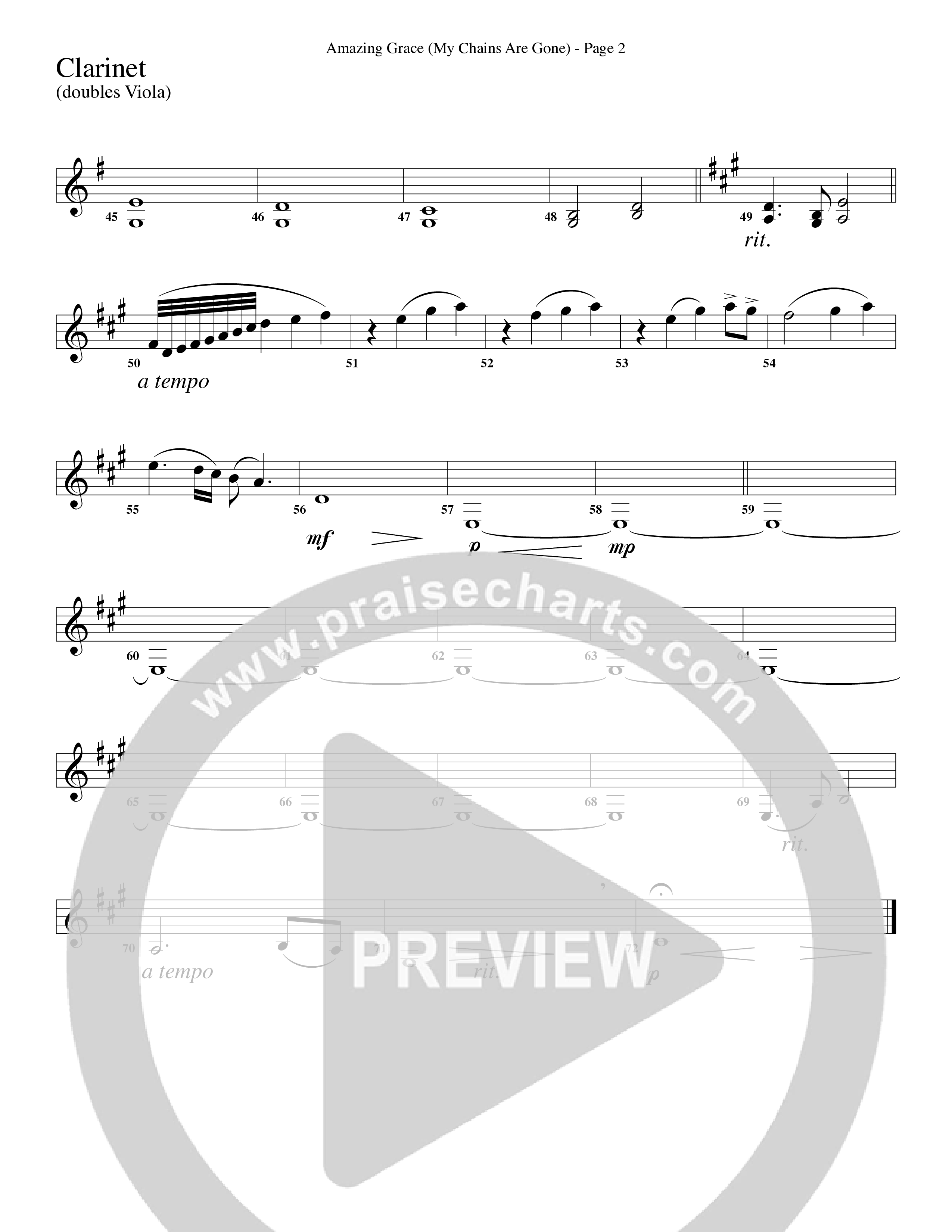 Amazing Grace (My Chains Are Gone) (Choral Anthem SATB) Clarinet (Word Music Choral / Arr. Russell Mauldin)