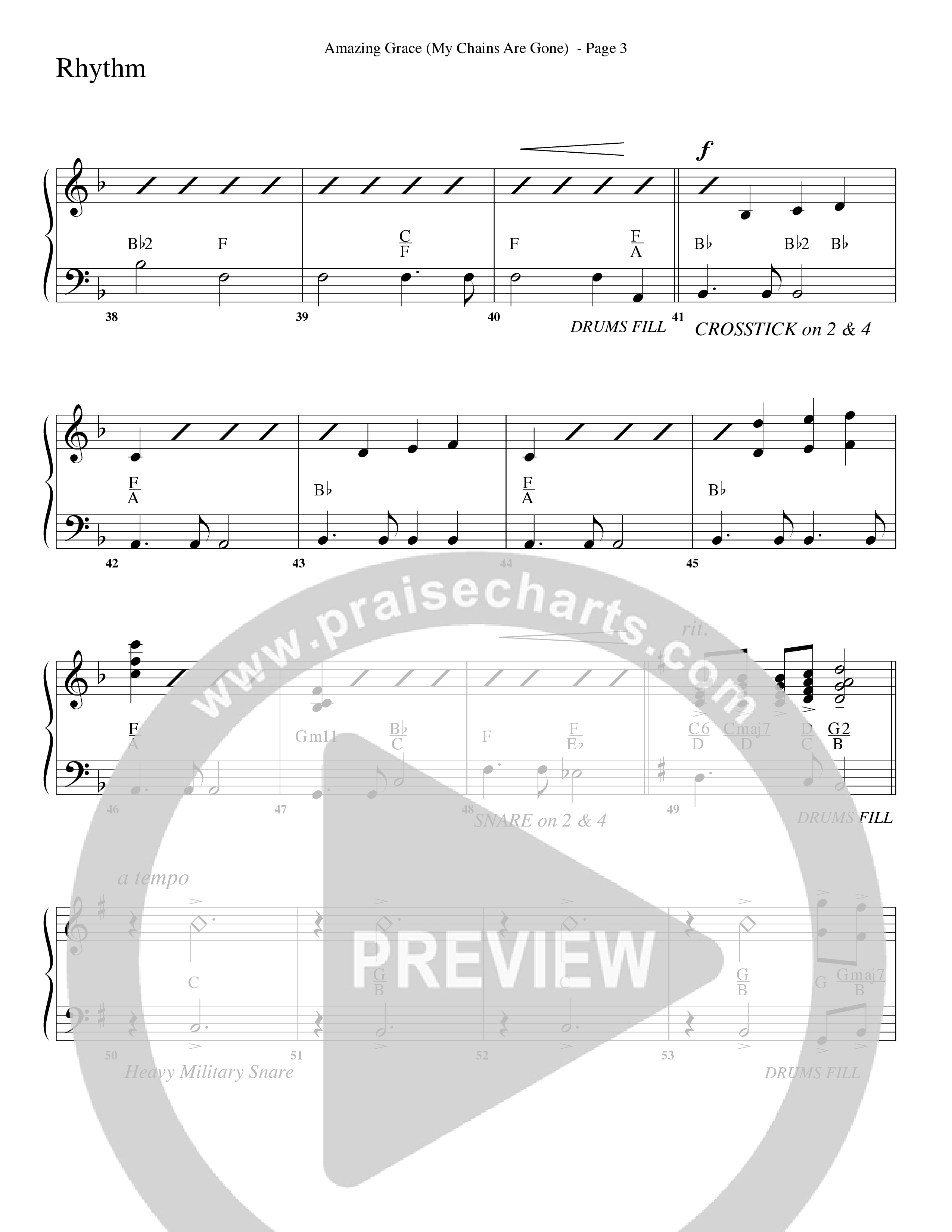 Amazing Grace (My Chains Are Gone) (Choral Anthem SATB) Rhythm Chart (Word Music Choral / Arr. Russell Mauldin)