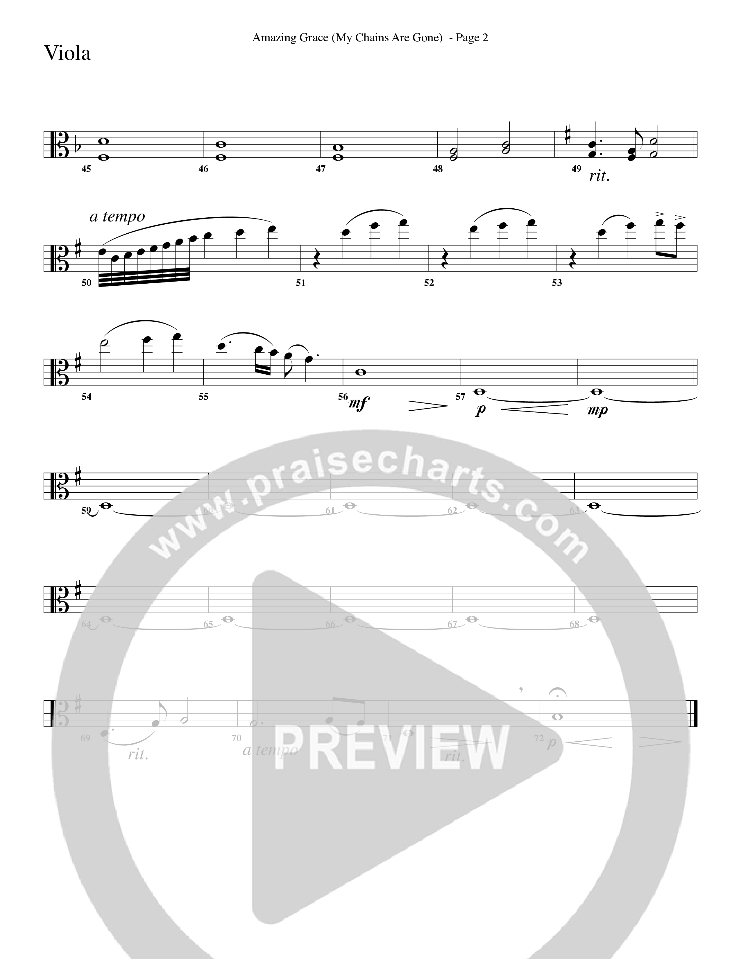 Amazing Grace (My Chains Are Gone) (Choral Anthem SATB) Viola (Word Music Choral / Arr. Russell Mauldin)