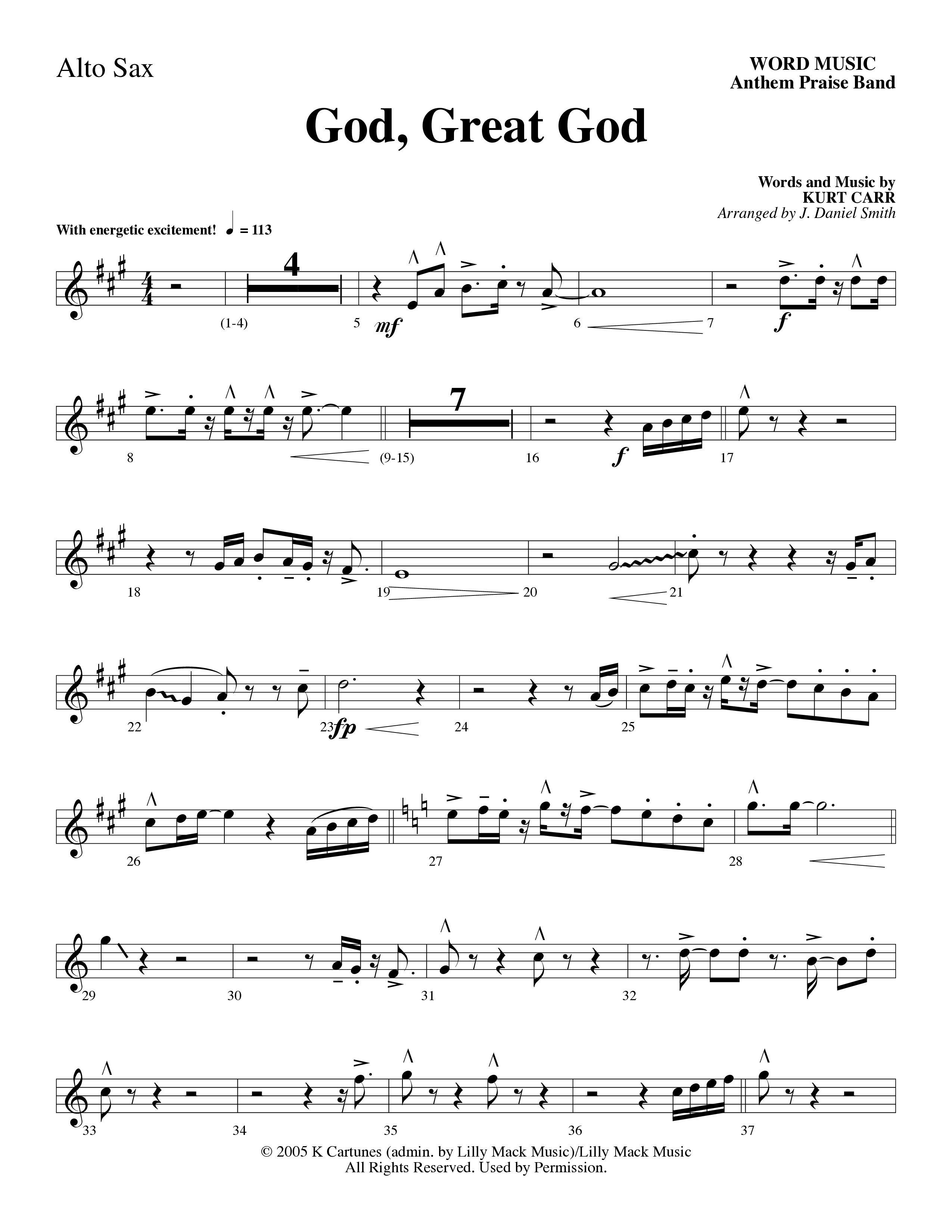 God Great God (Choral Anthem SATB) Alto Sax (Word Music Choral / Arr. J. Daniel Smith)