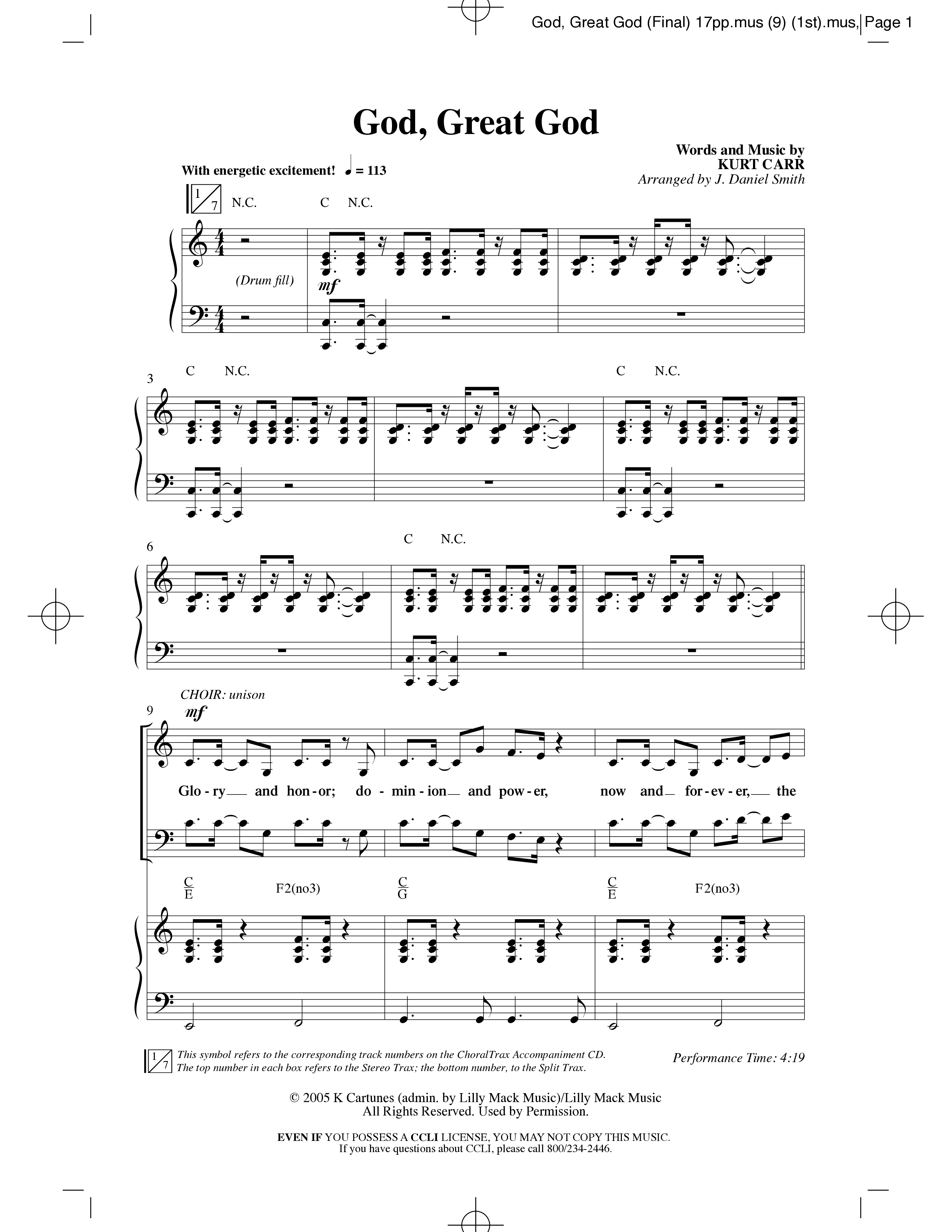God Great God (Choral Anthem SATB) Anthem (SATB/Piano) (Word Music Choral / Arr. J. Daniel Smith)