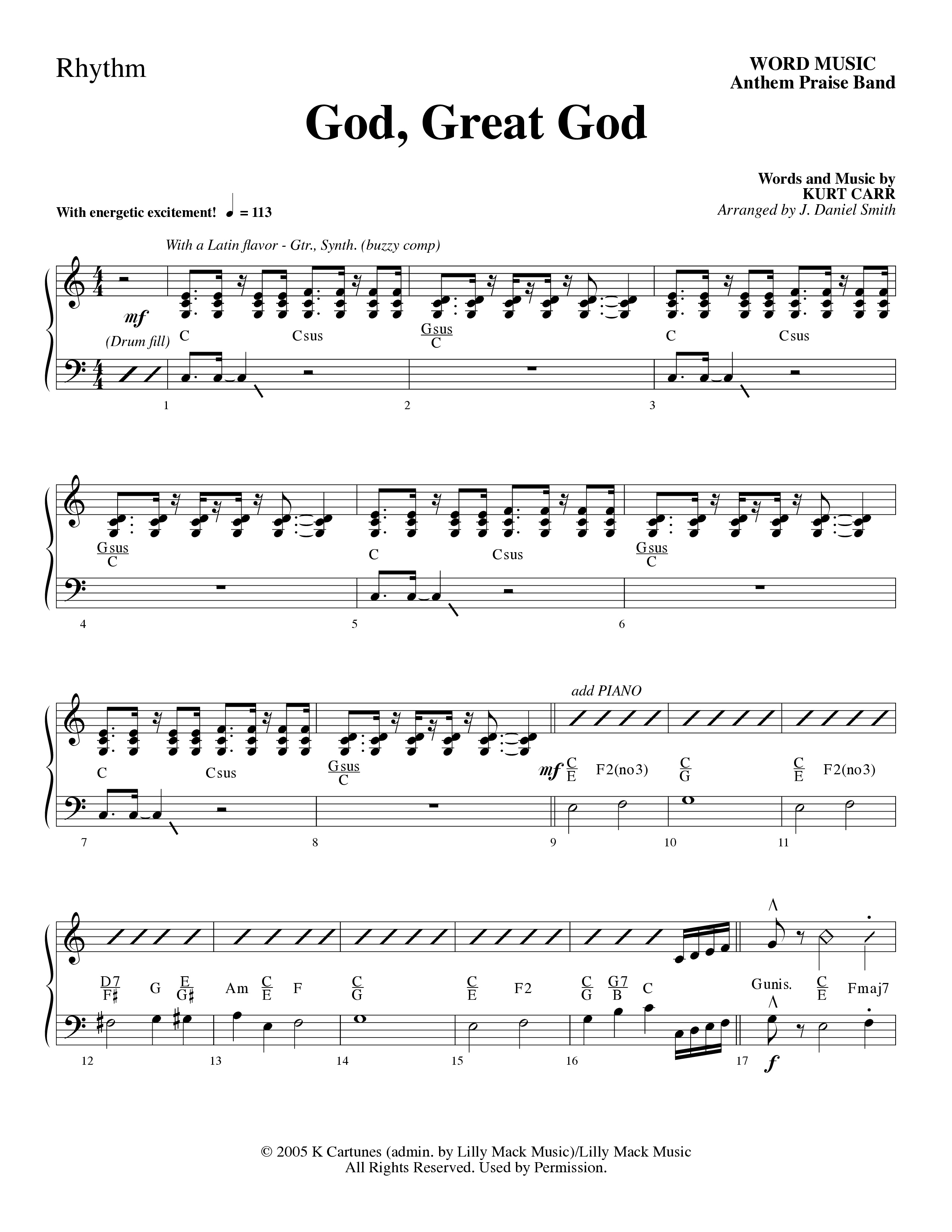 God Great God (Choral Anthem SATB) Rhythm Chart (Word Music Choral / Arr. J. Daniel Smith)