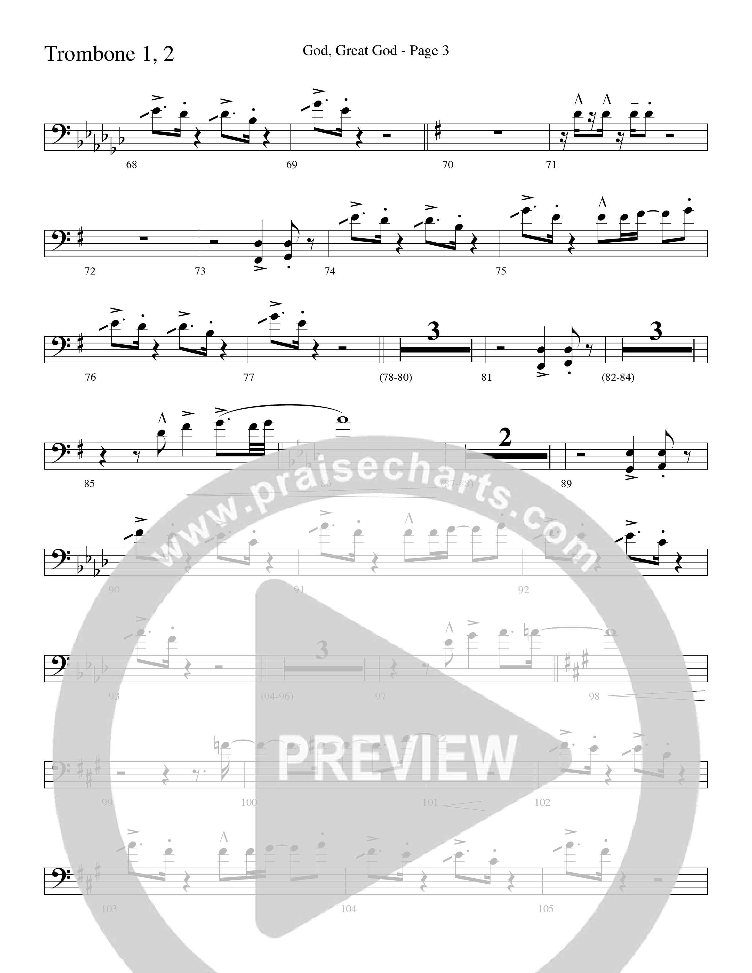 God Great God (Choral Anthem SATB) Trombone 1/2 (Word Music Choral / Arr. J. Daniel Smith)