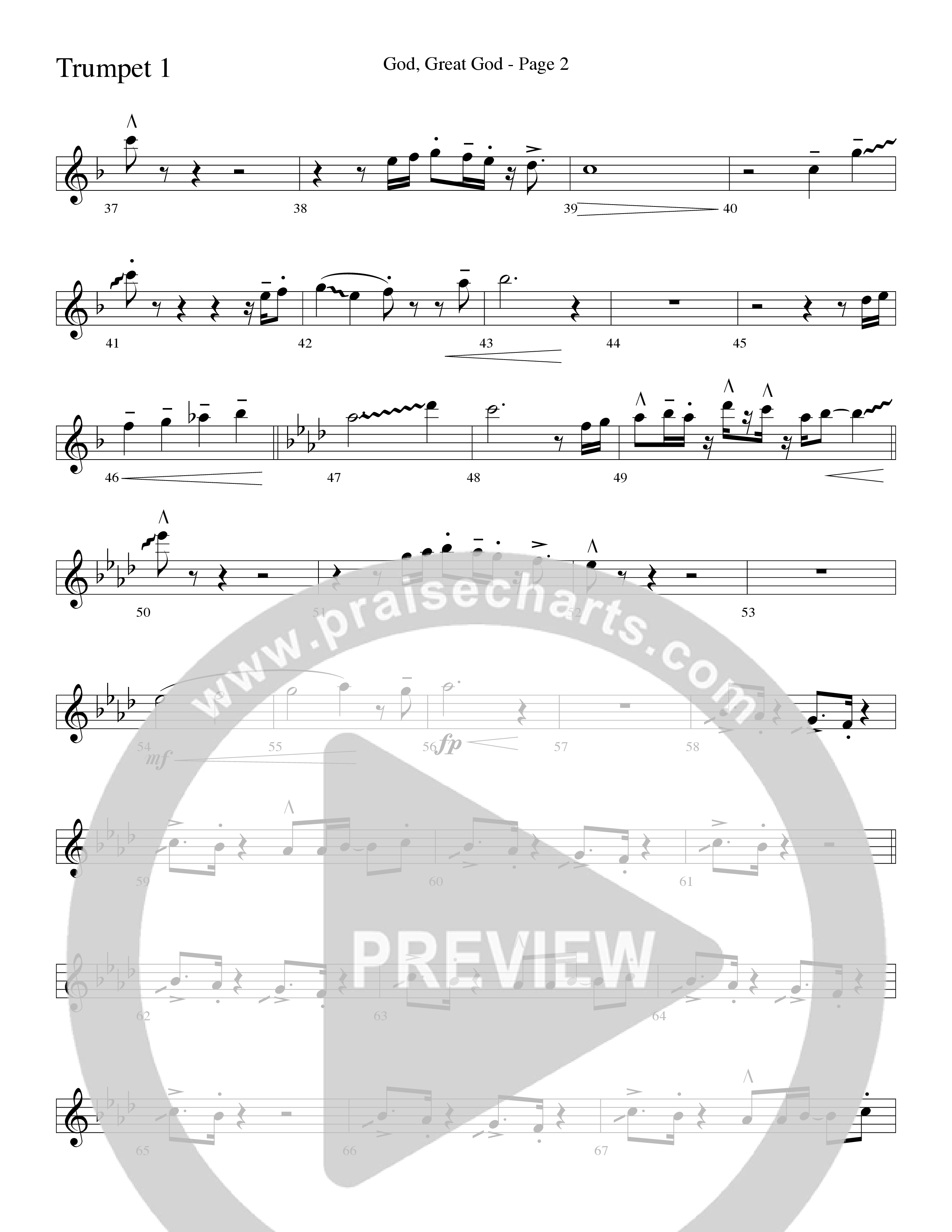 God Great God (Choral Anthem SATB) Trumpet 1 (Word Music Choral / Arr. J. Daniel Smith)