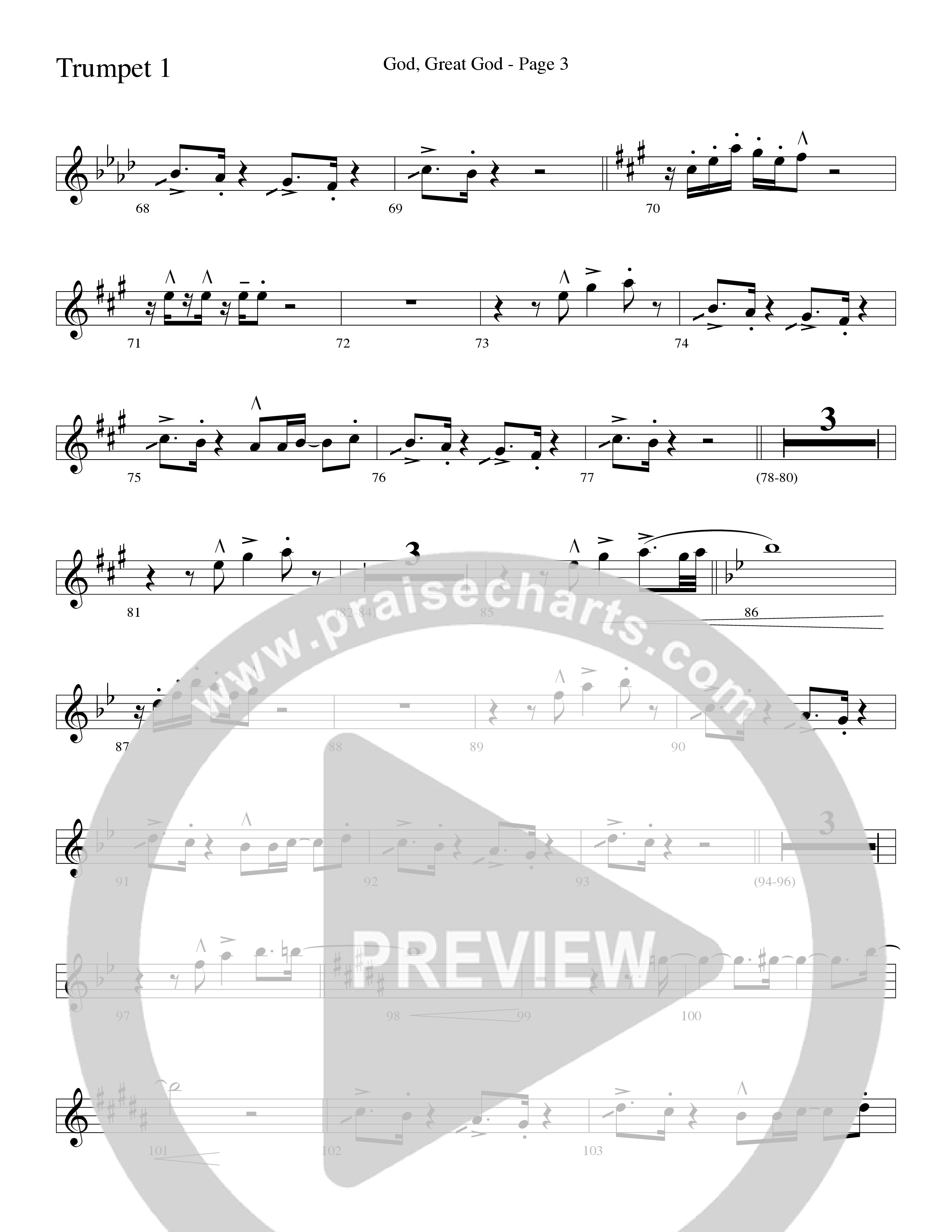 God Great God (Choral Anthem SATB) Trumpet 1 (Word Music Choral / Arr. J. Daniel Smith)