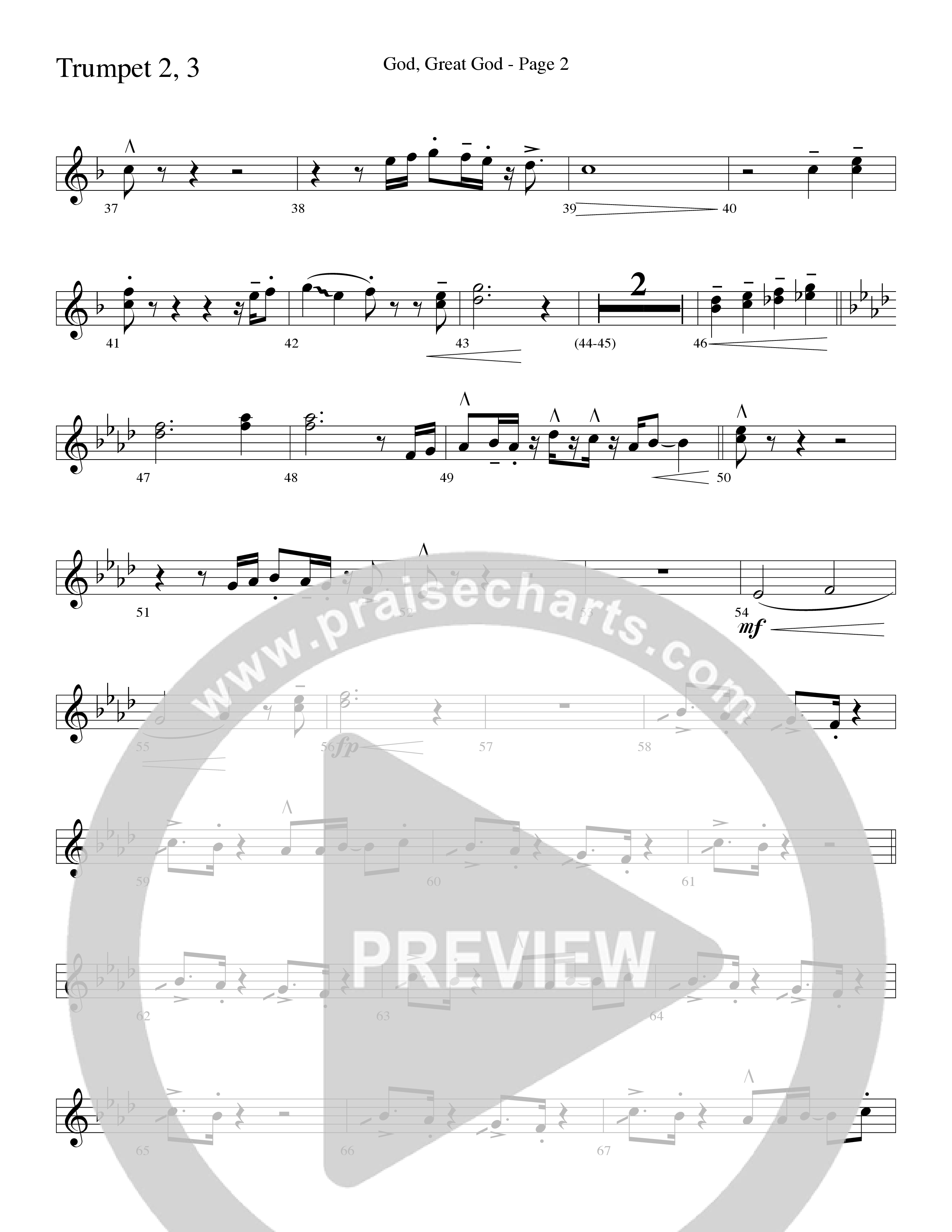 God Great God (Choral Anthem SATB) Trumpet 2/3 (Word Music Choral / Arr. J. Daniel Smith)