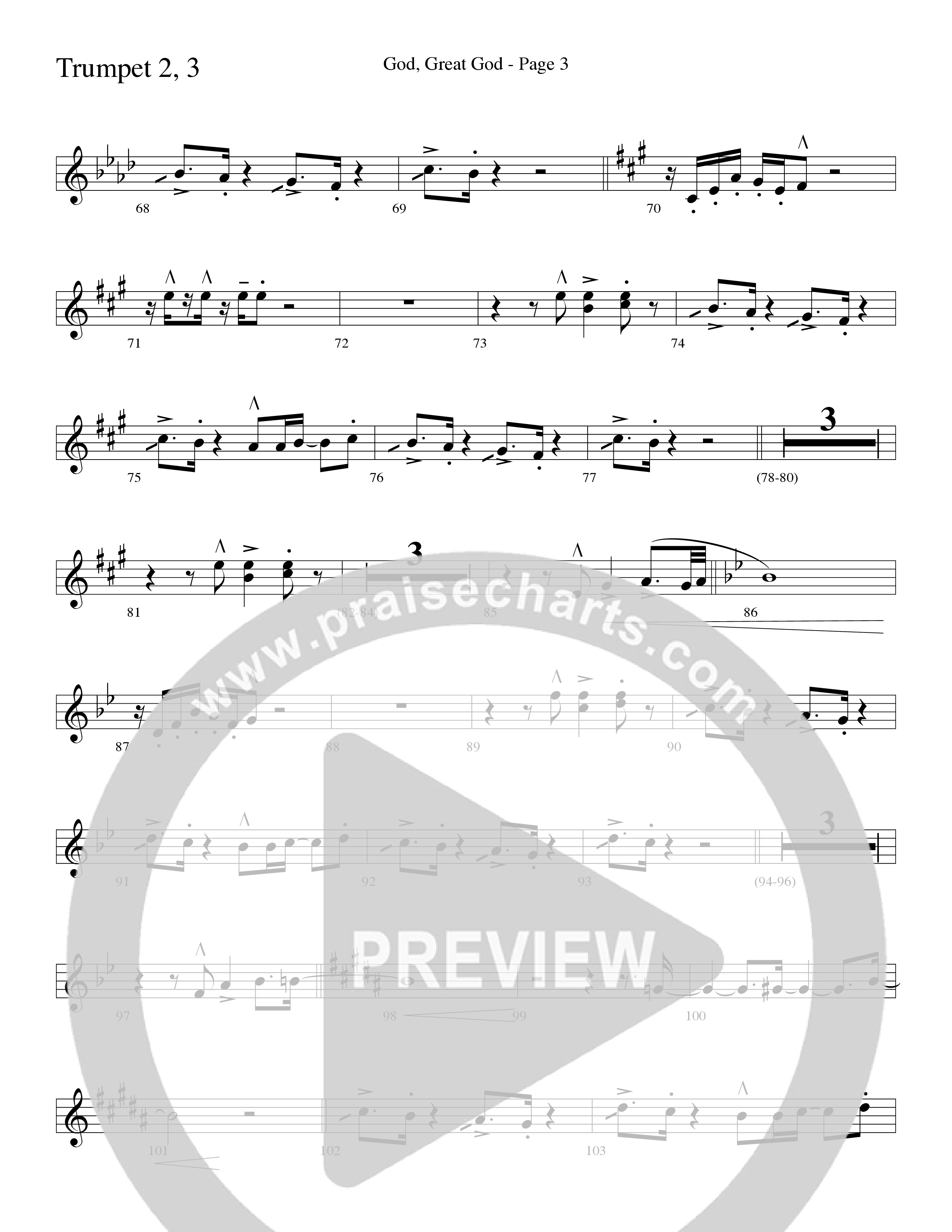 God Great God (Choral Anthem SATB) Trumpet 2/3 (Word Music Choral / Arr. J. Daniel Smith)
