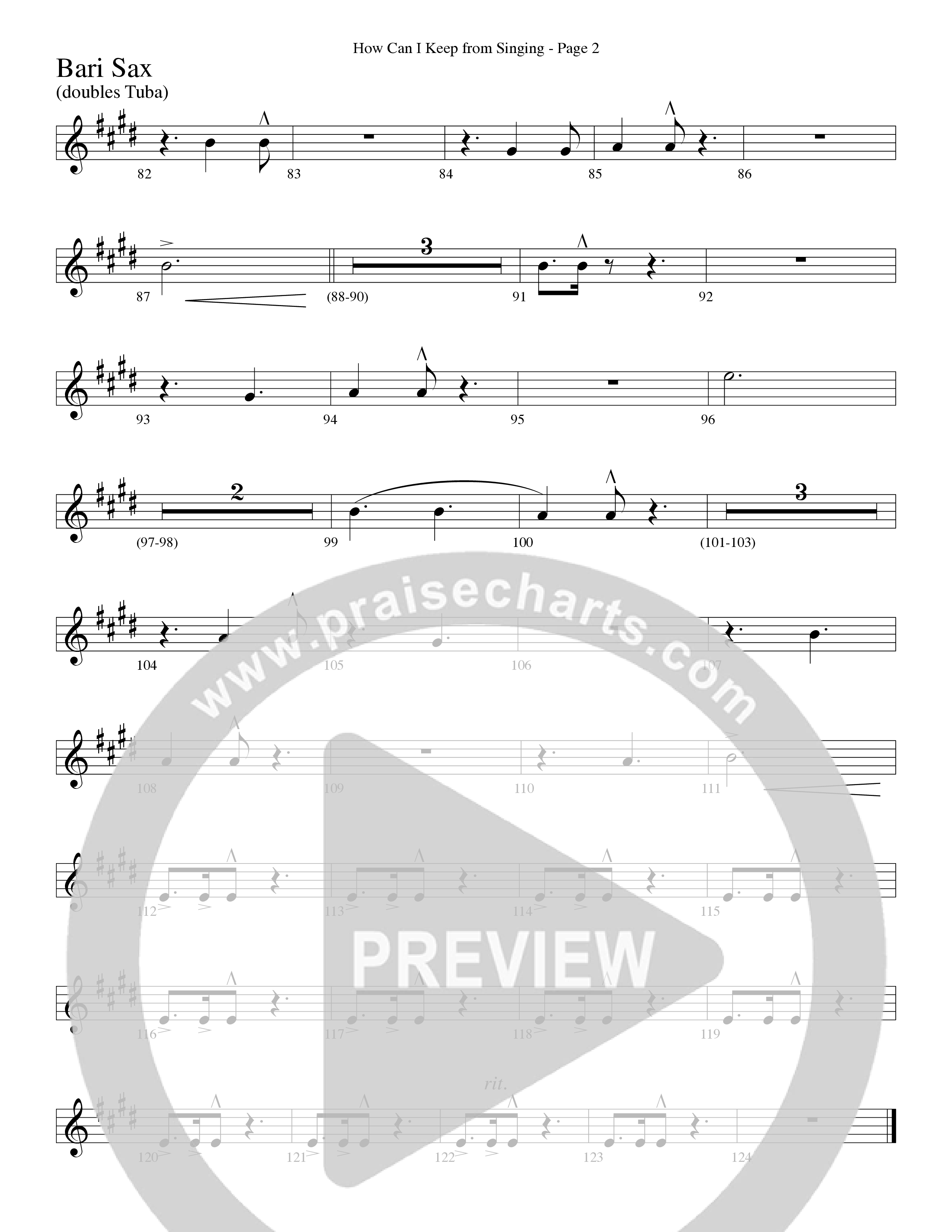 How Can I Keep From Singing (Choral Anthem SATB) Bari Sax (Word Music Choral / Arr. Richard Kingsmore)