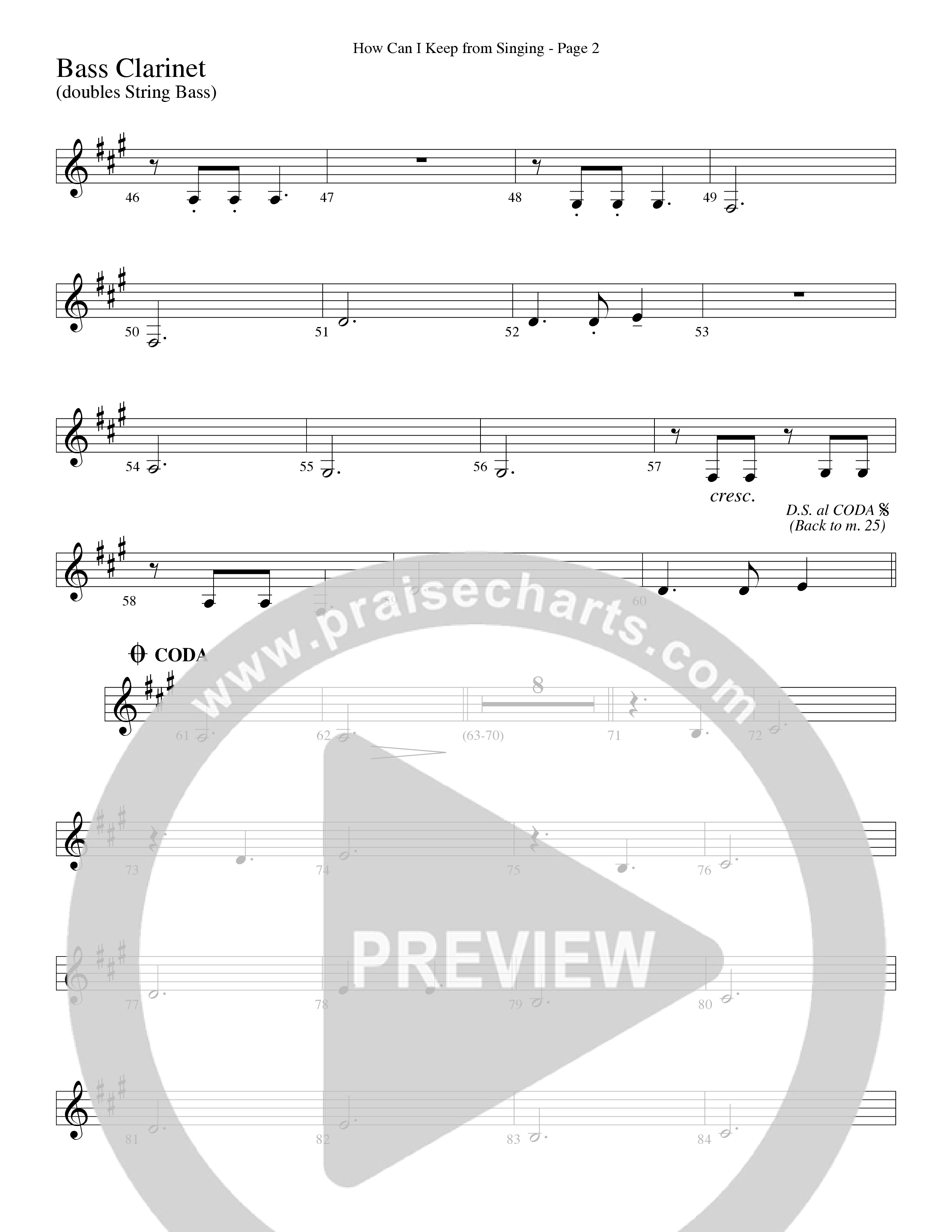 How Can I Keep From Singing (Choral Anthem SATB) Bass Clarinet (Word Music Choral / Arr. Richard Kingsmore)