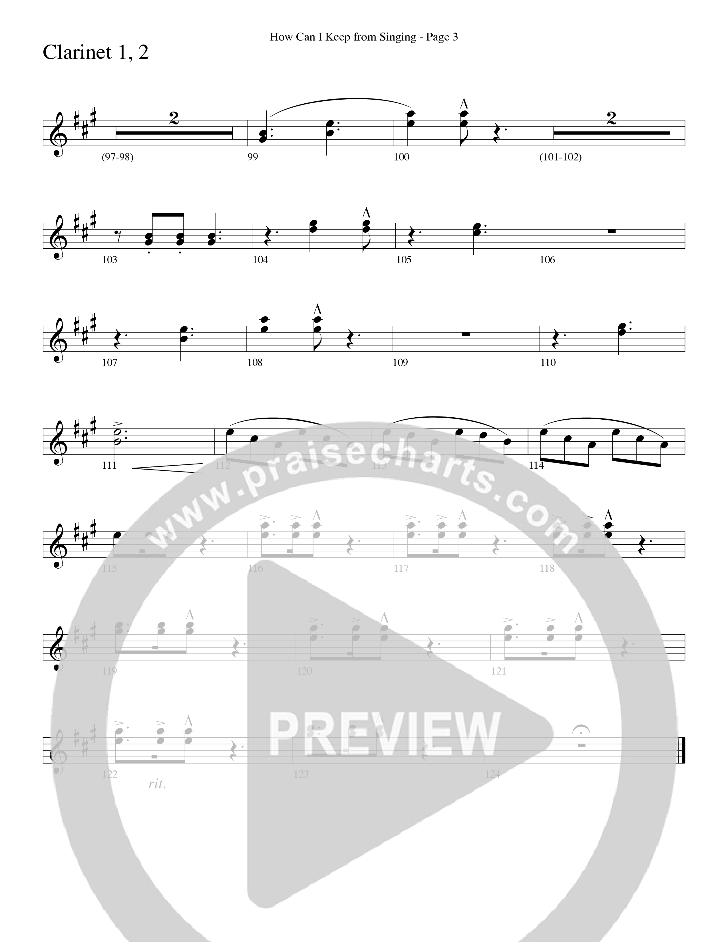 How Can I Keep From Singing (Choral Anthem SATB) Clarinet (Word Music Choral / Arr. Richard Kingsmore)