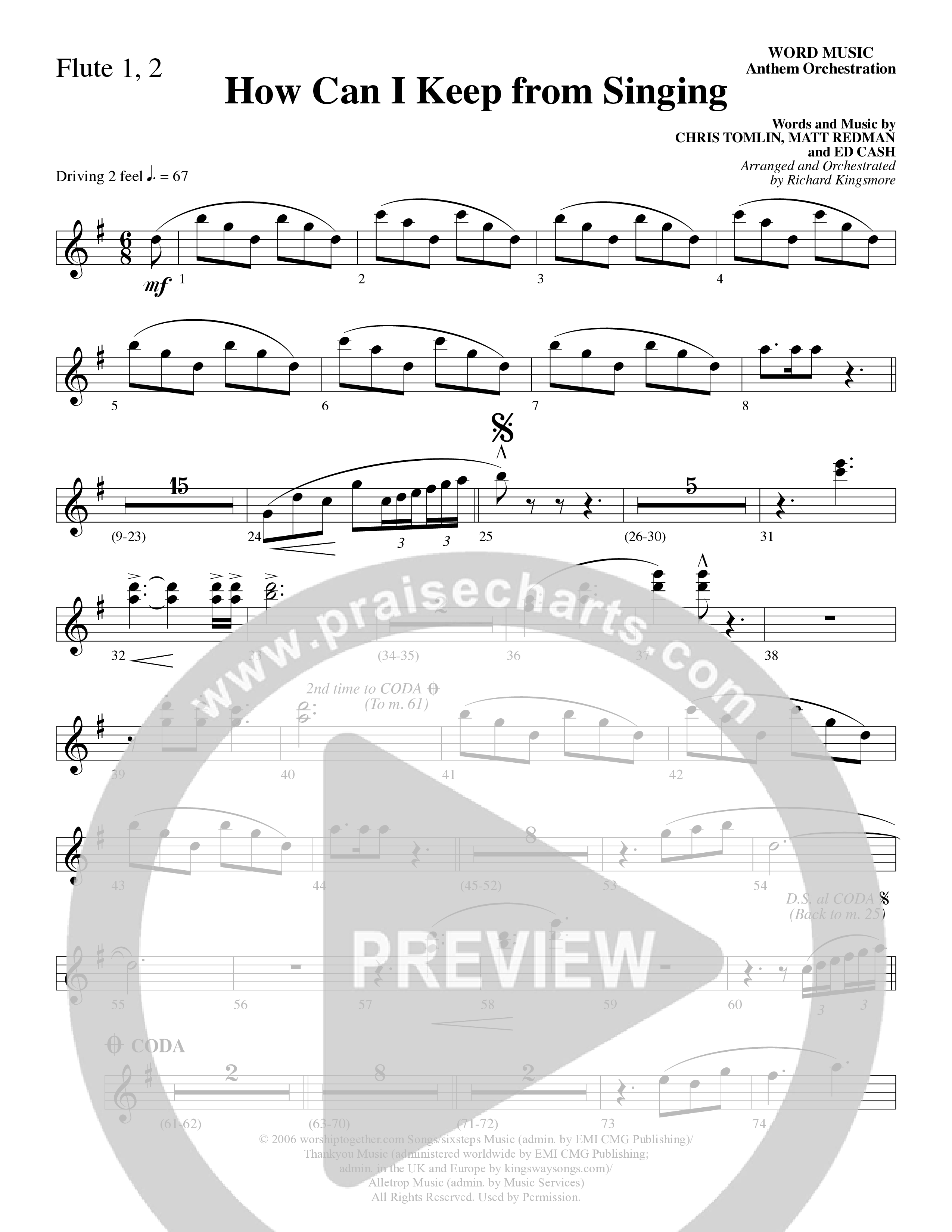 How Can I Keep From Singing (Choral Anthem SATB) Flute (Word Music Choral / Arr. Richard Kingsmore)