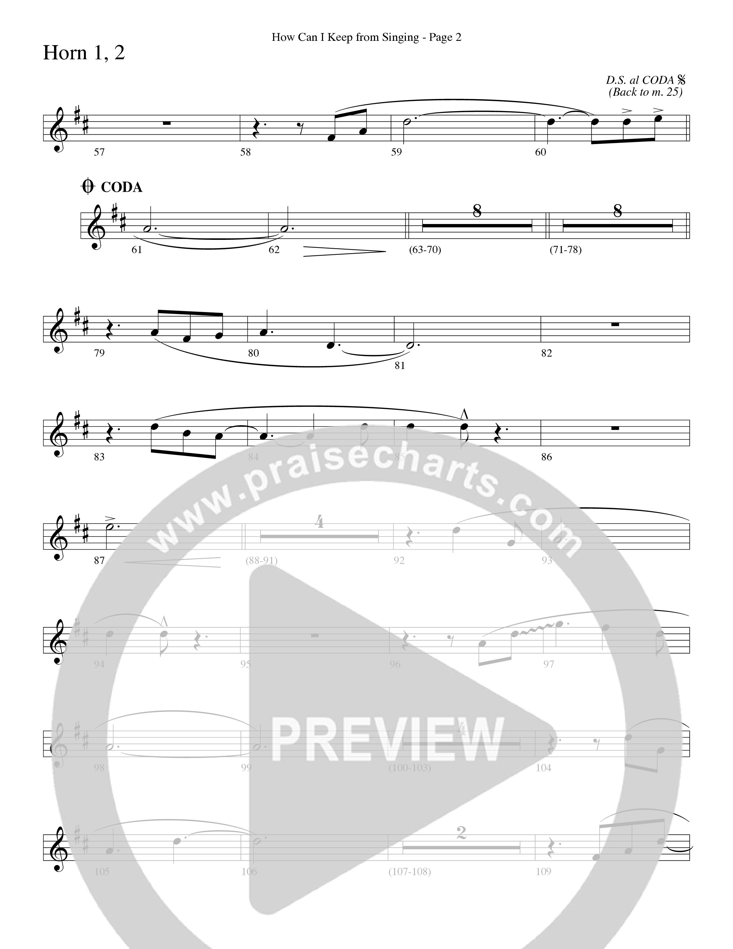 How Can I Keep From Singing (Choral Anthem SATB) French Horn 1/2 (Word Music Choral / Arr. Richard Kingsmore)