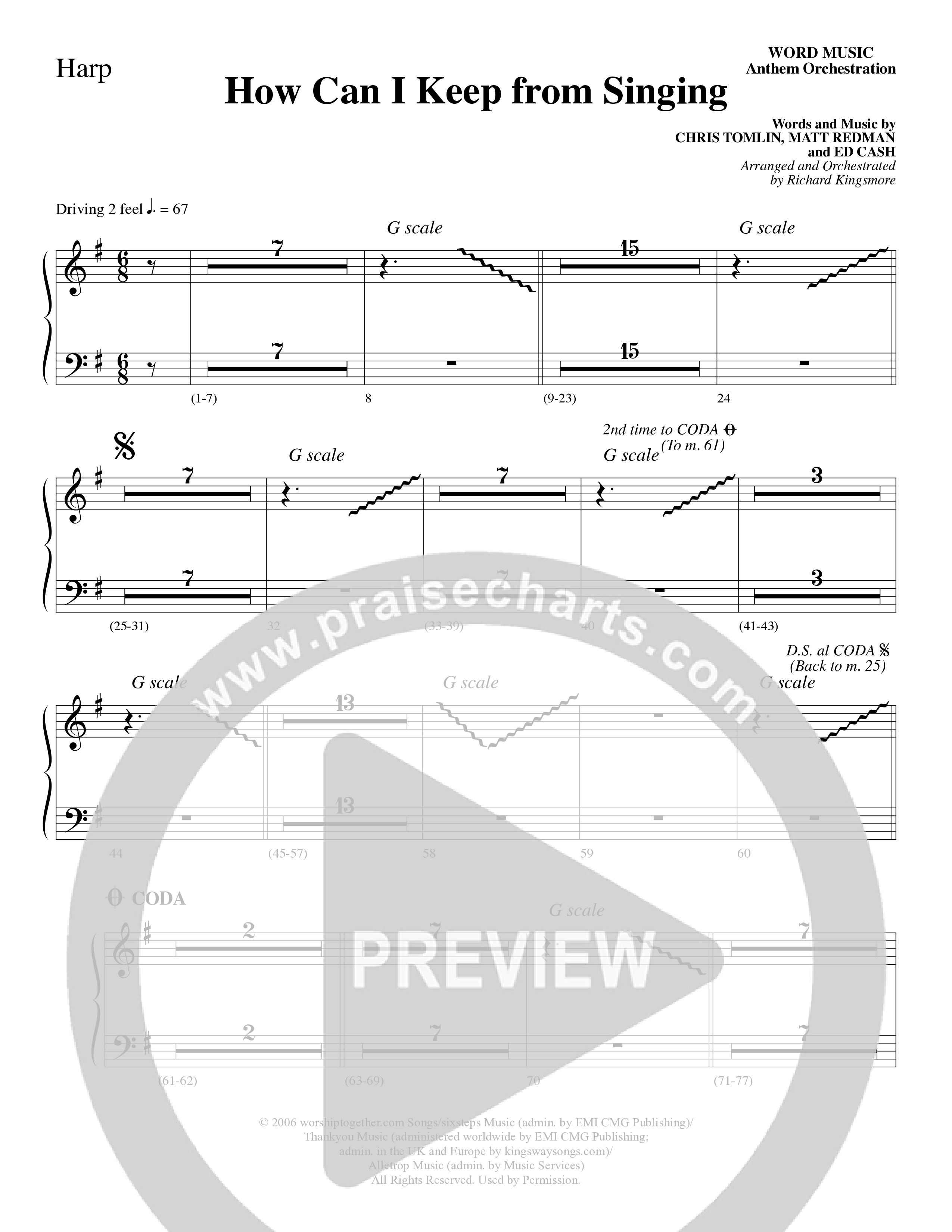 How Can I Keep From Singing (Choral Anthem SATB) Harp (Word Music Choral / Arr. Richard Kingsmore)
