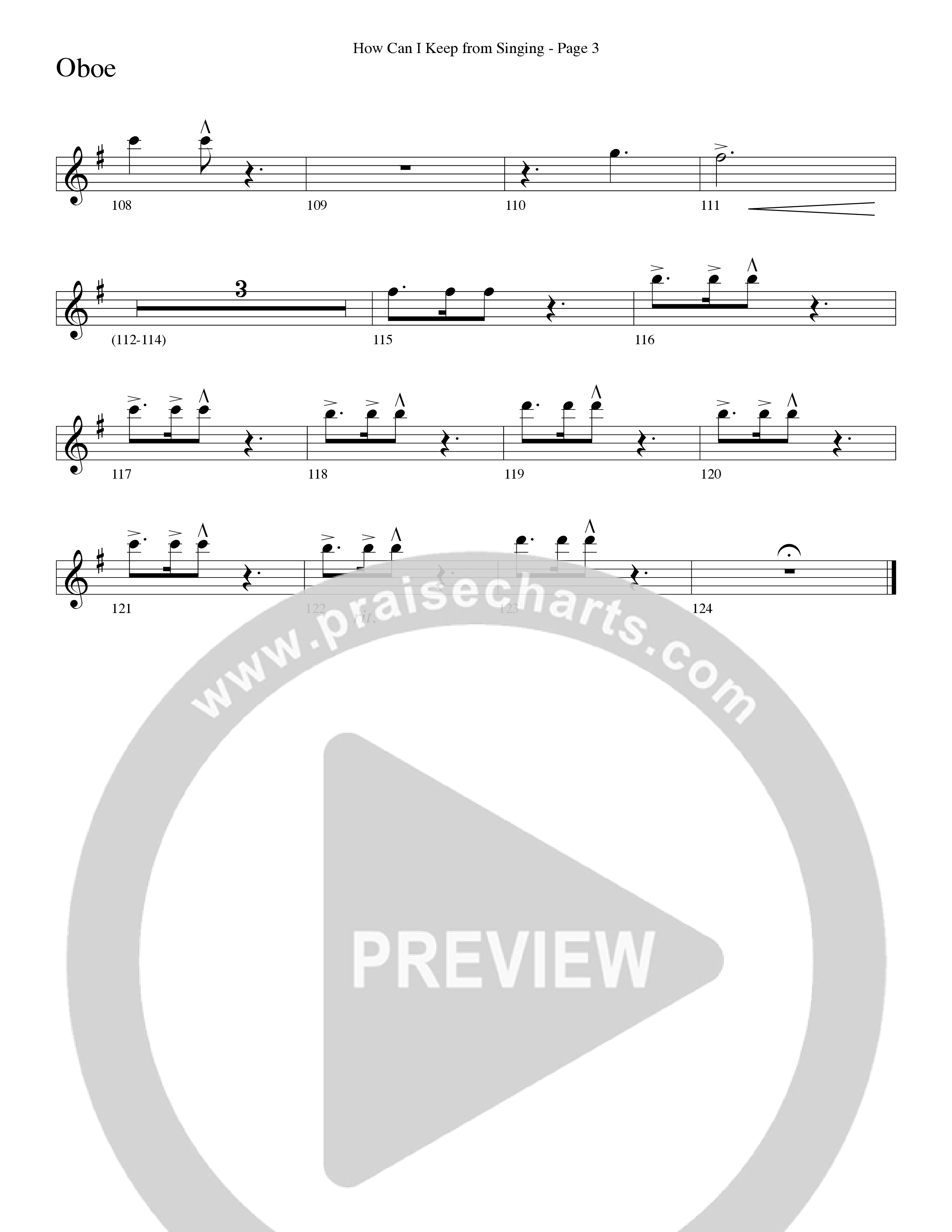 How Can I Keep From Singing (Choral Anthem SATB) Oboe (Word Music Choral / Arr. Richard Kingsmore)