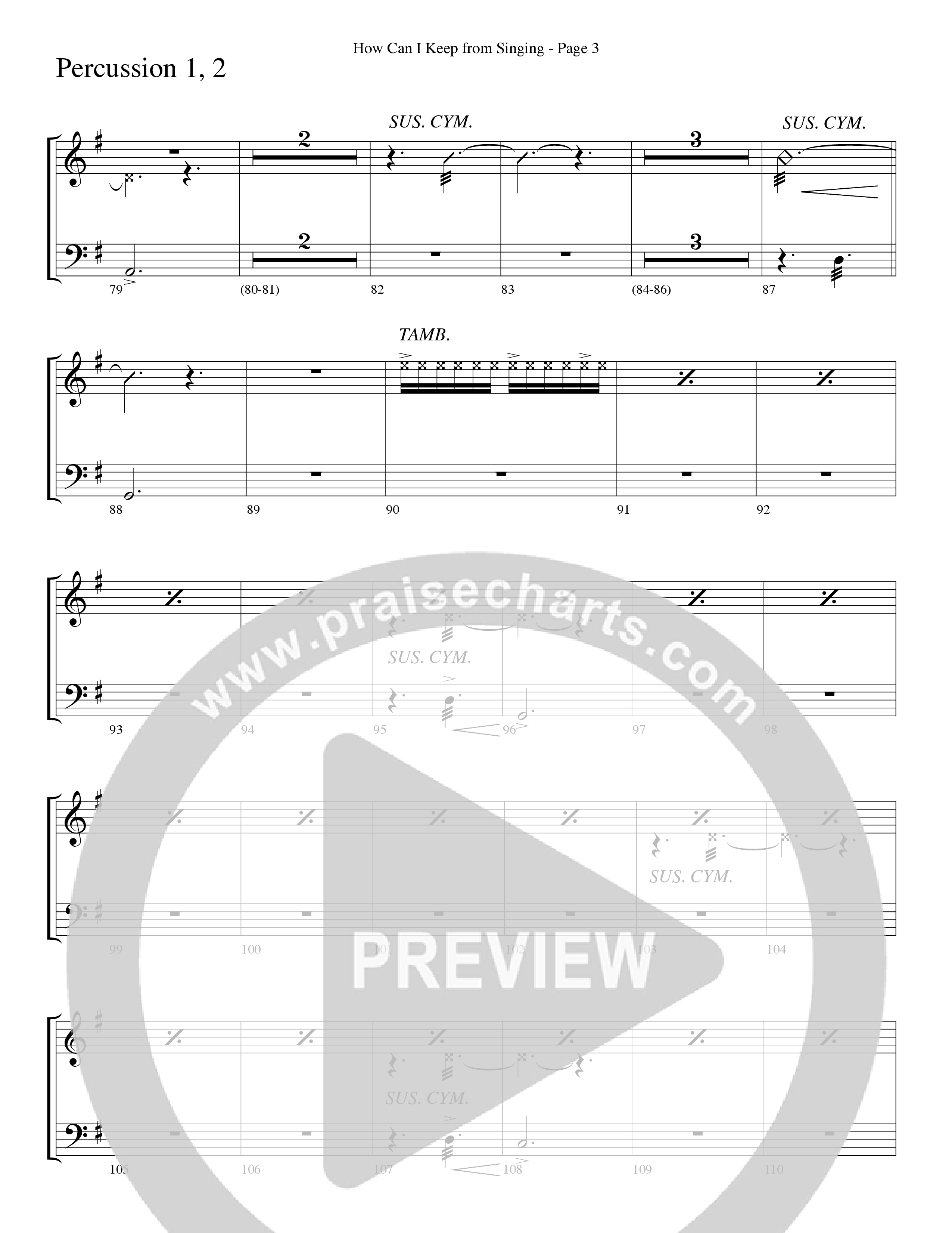 How Can I Keep From Singing (Choral Anthem SATB) Percussion (Word Music Choral / Arr. Richard Kingsmore)