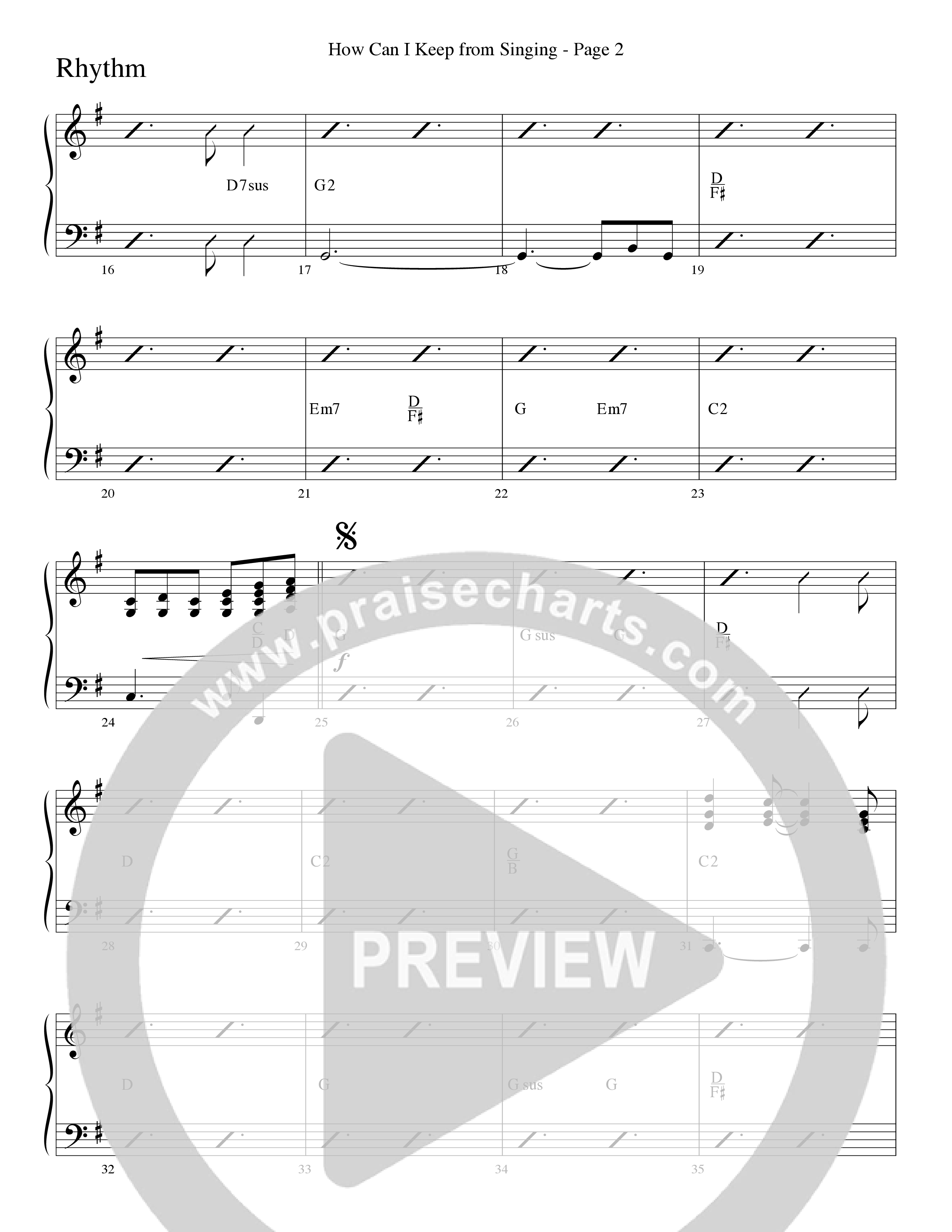 How Can I Keep From Singing (Choral Anthem SATB) Rhythm Chart (Word Music Choral / Arr. Richard Kingsmore)