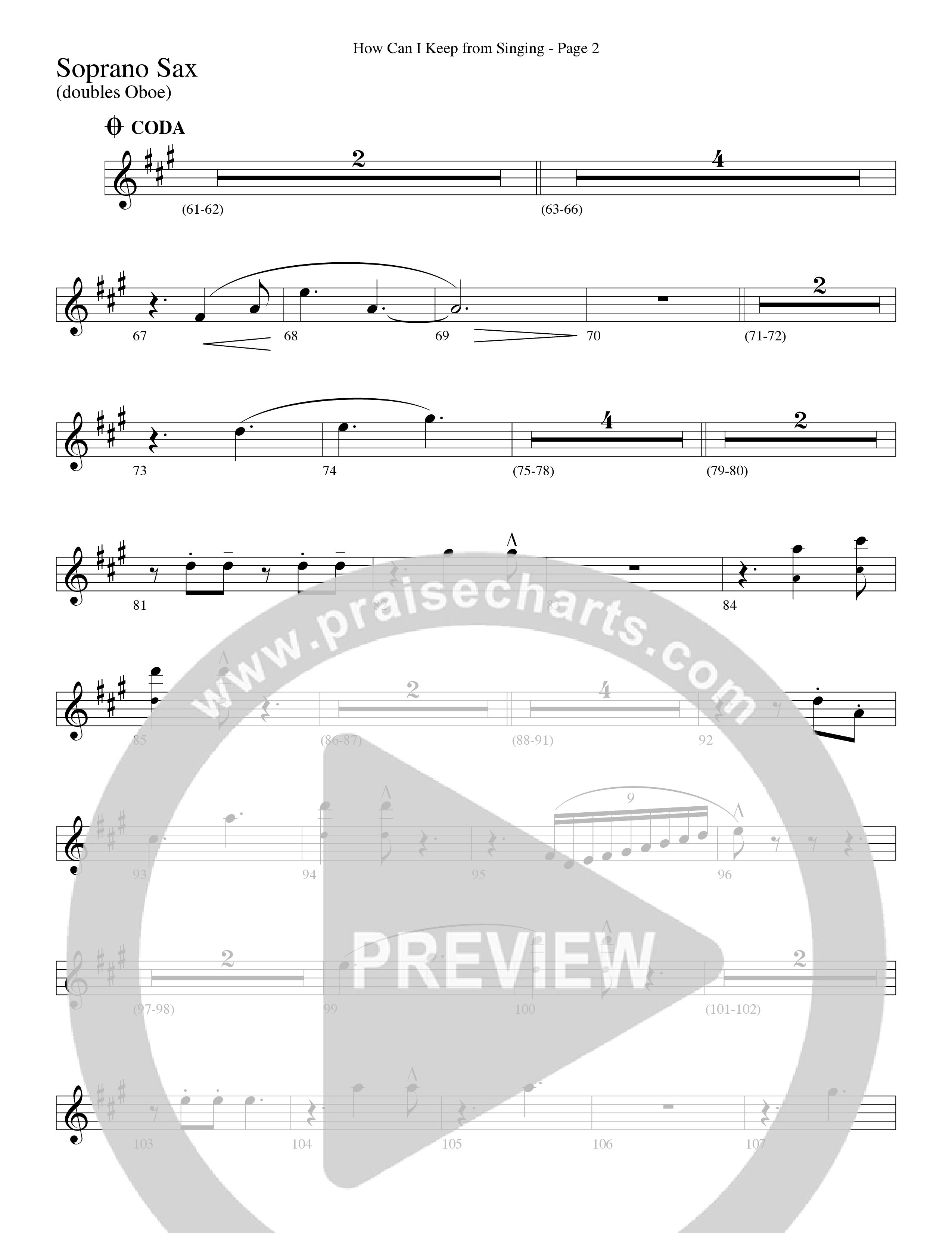 How Can I Keep From Singing (Choral Anthem SATB) Soprano Sax (Word Music Choral / Arr. Richard Kingsmore)