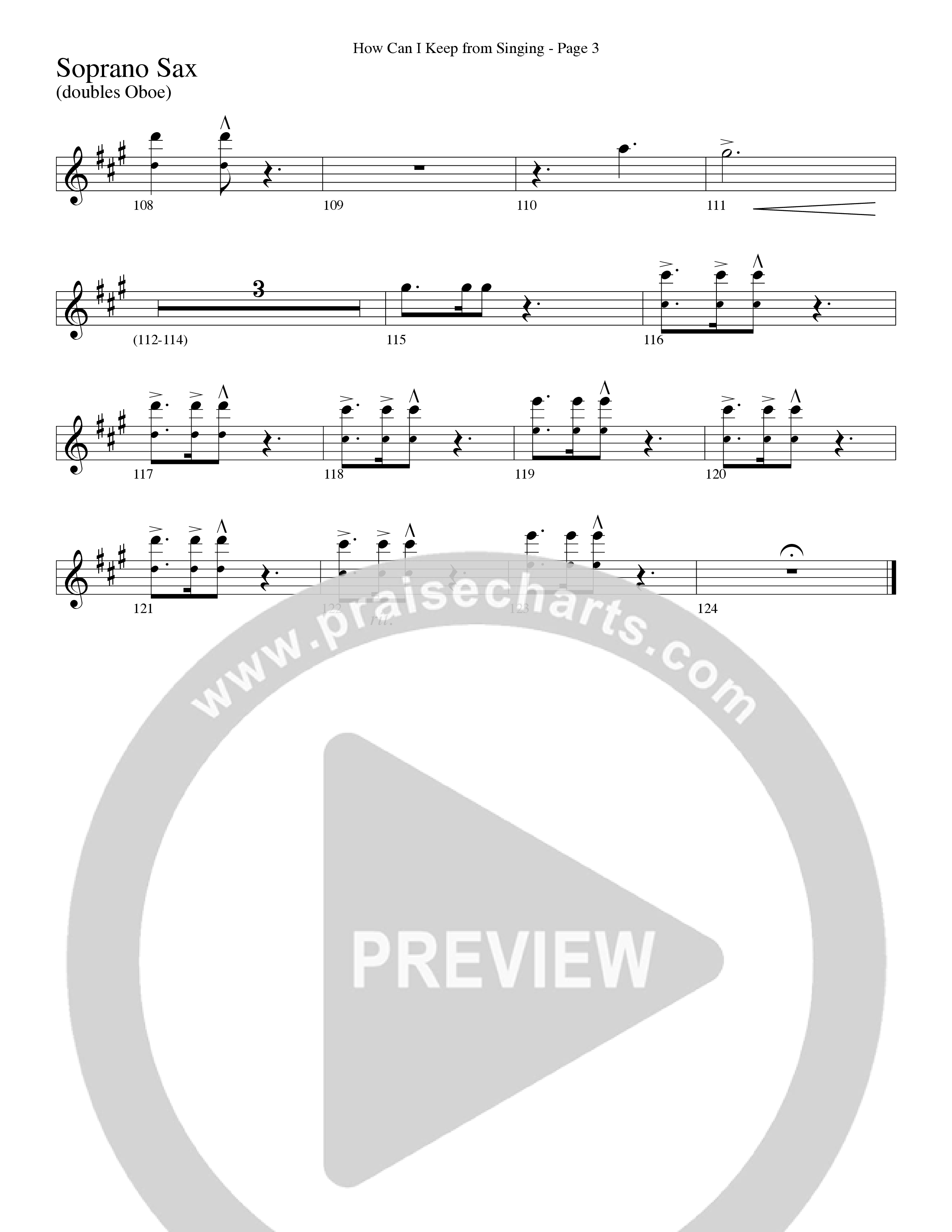 How Can I Keep From Singing (Choral Anthem SATB) Soprano Sax (Word Music Choral / Arr. Richard Kingsmore)