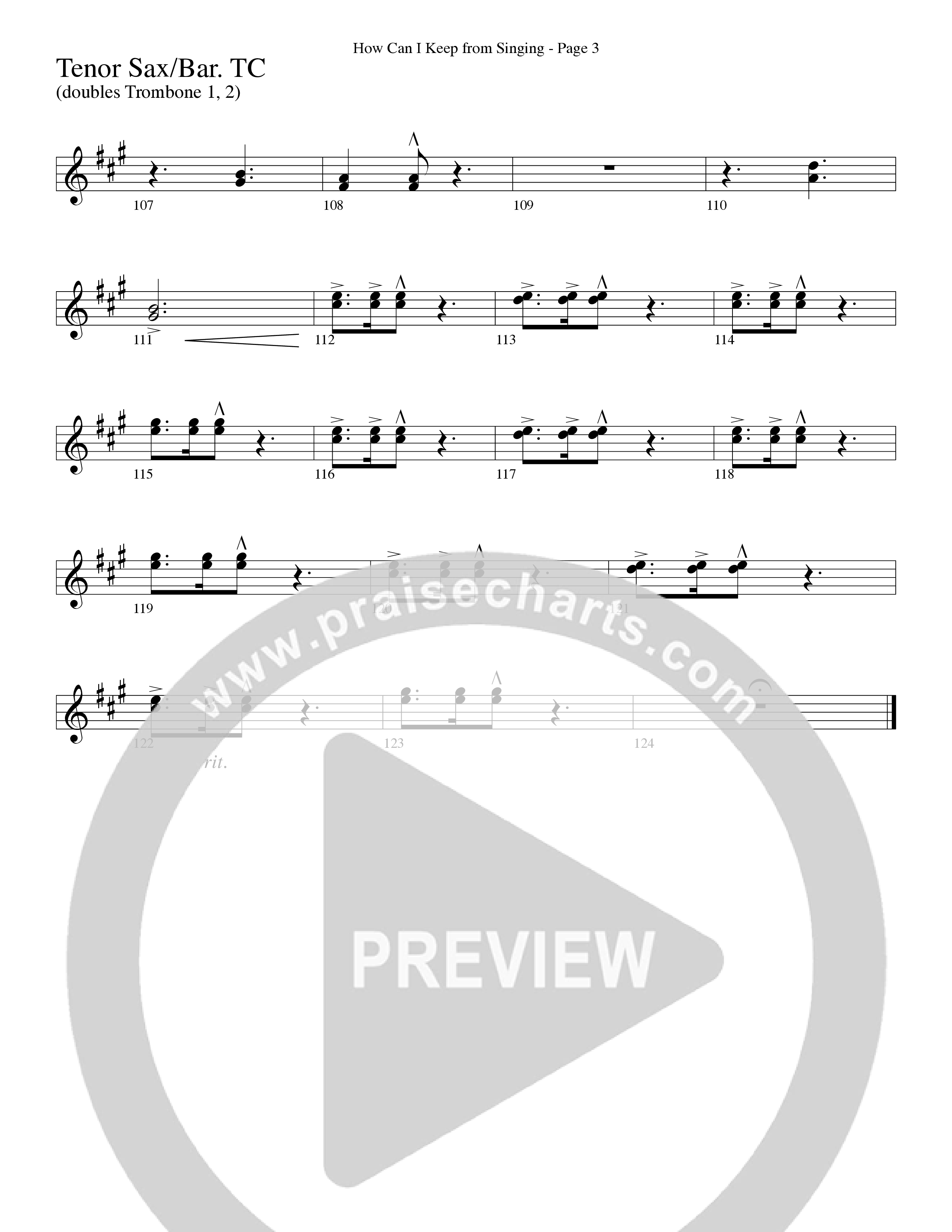 How Can I Keep From Singing (Choral Anthem SATB) Tenor Sax 1/2 (Word Music Choral / Arr. Richard Kingsmore)