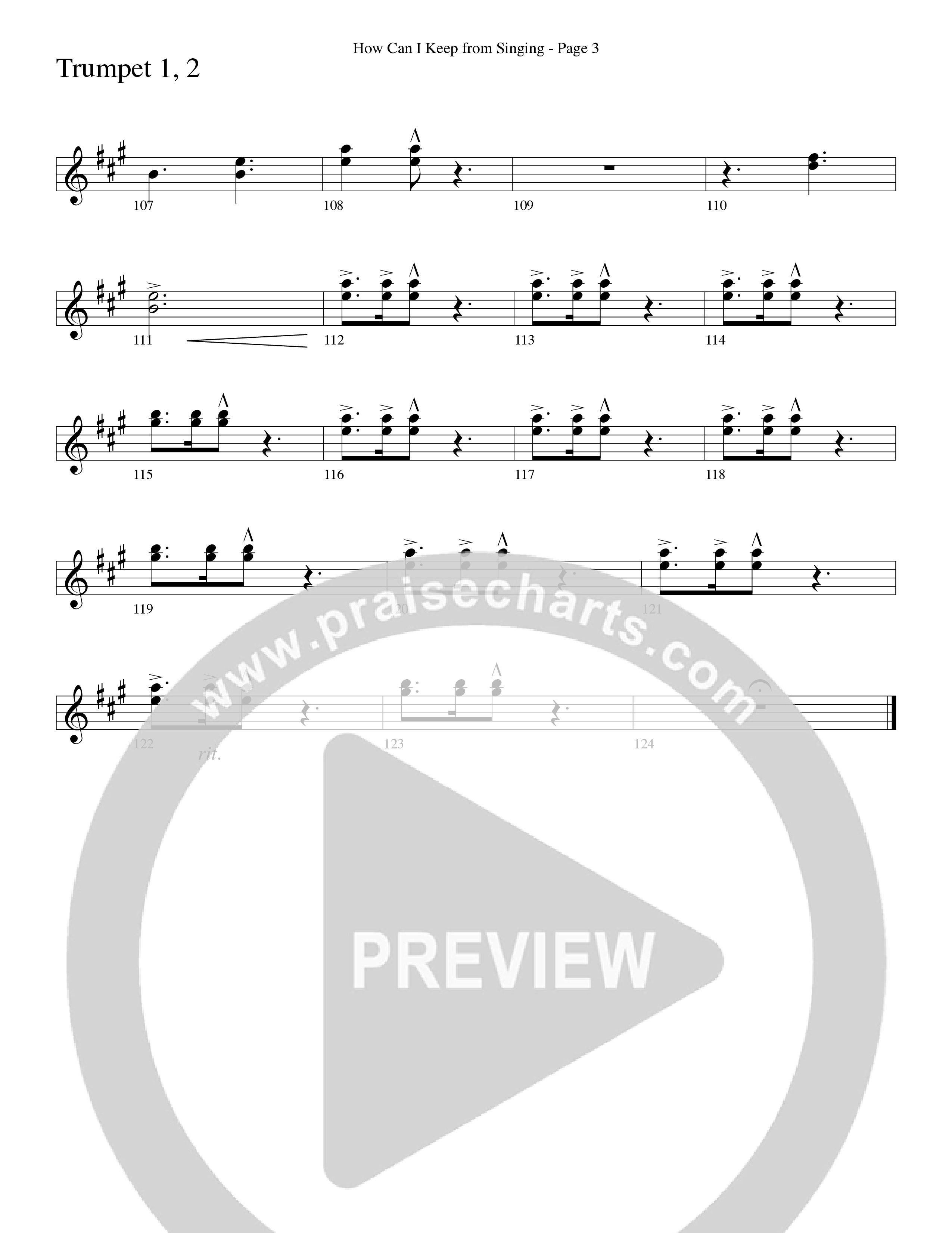 How Can I Keep From Singing (Choral Anthem SATB) Trumpet 1,2 (Word Music Choral / Arr. Richard Kingsmore)