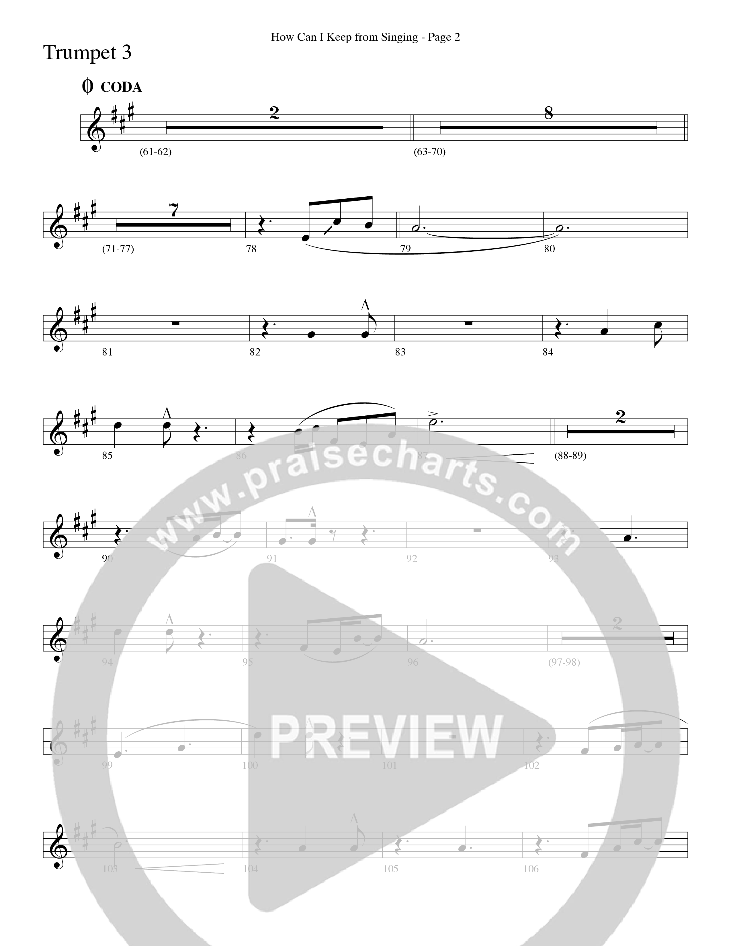 How Can I Keep From Singing (Choral Anthem SATB) Trumpet 3 (Word Music Choral / Arr. Richard Kingsmore)
