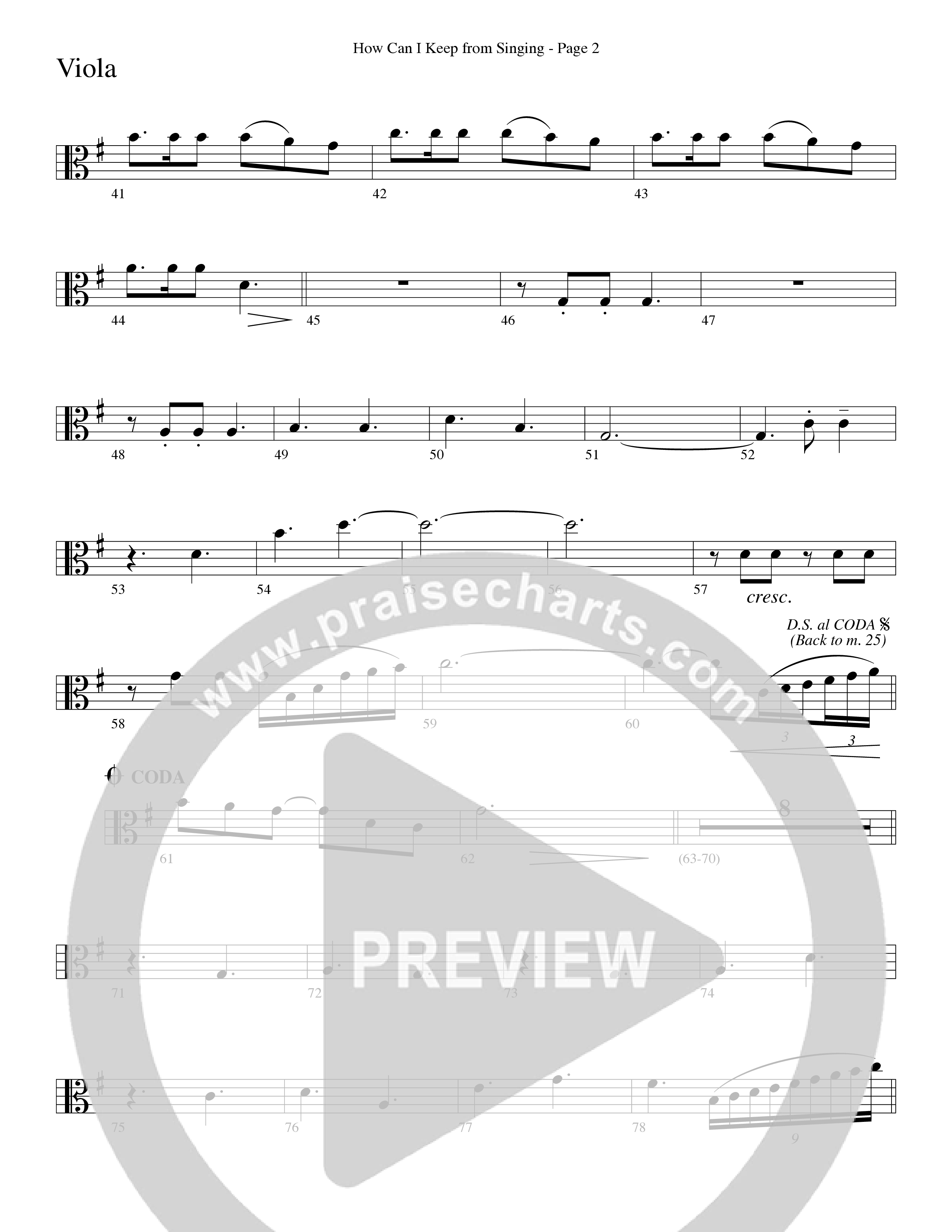 How Can I Keep From Singing (Choral Anthem SATB) Viola (Word Music Choral / Arr. Richard Kingsmore)