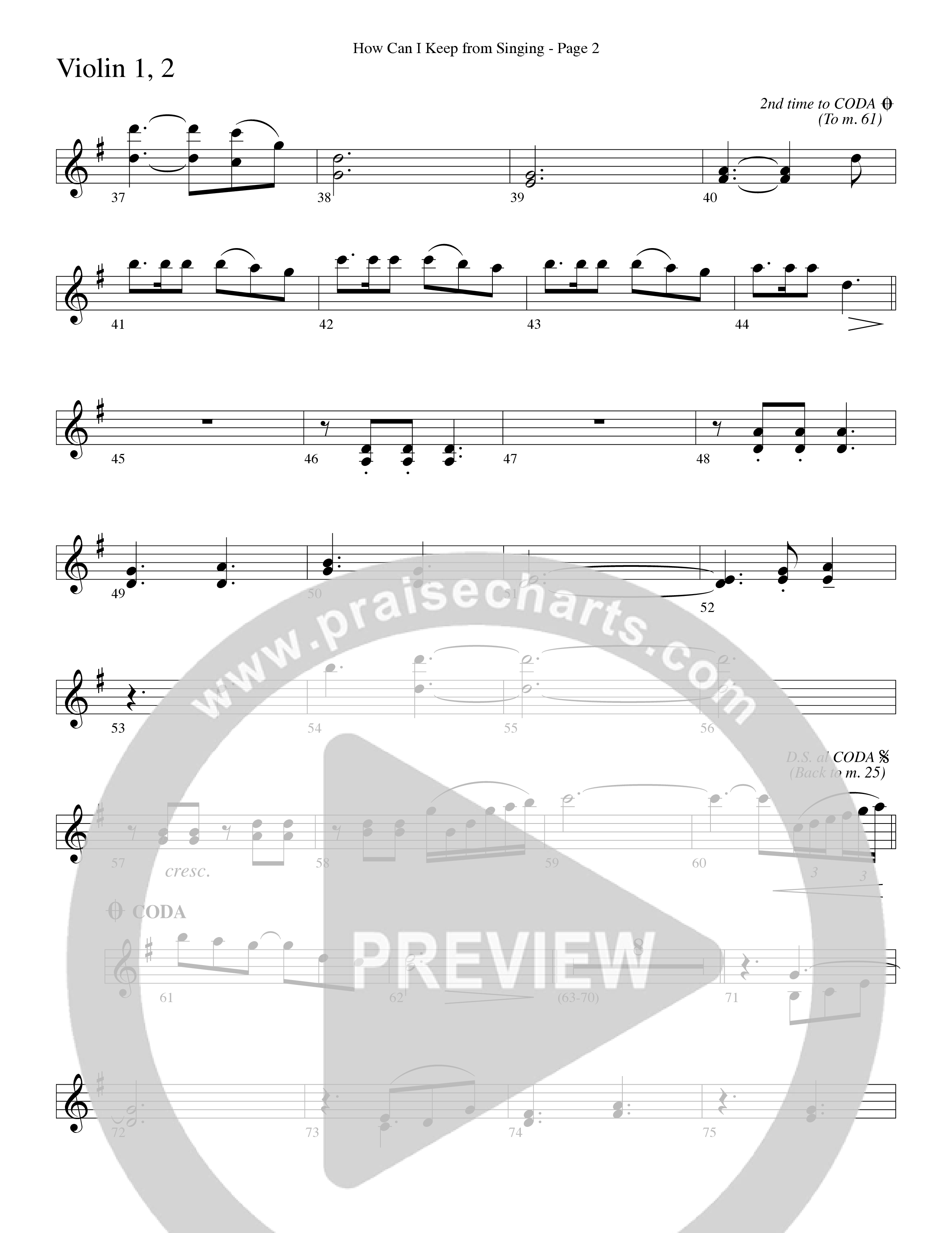 How Can I Keep From Singing (Choral Anthem SATB) Violin 1/2 (Word Music Choral / Arr. Richard Kingsmore)