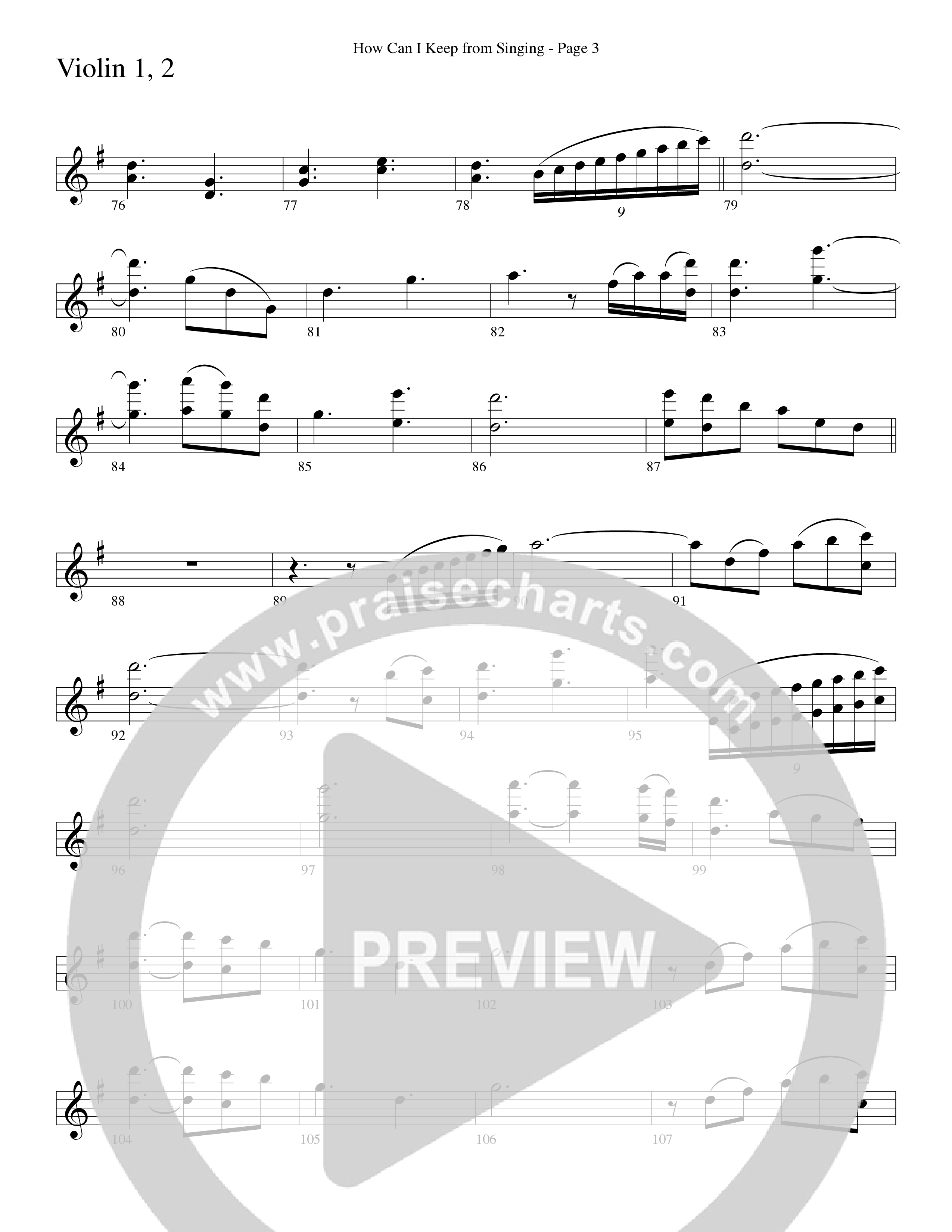 How Can I Keep From Singing (Choral Anthem SATB) Violin 1/2 (Word Music Choral / Arr. Richard Kingsmore)