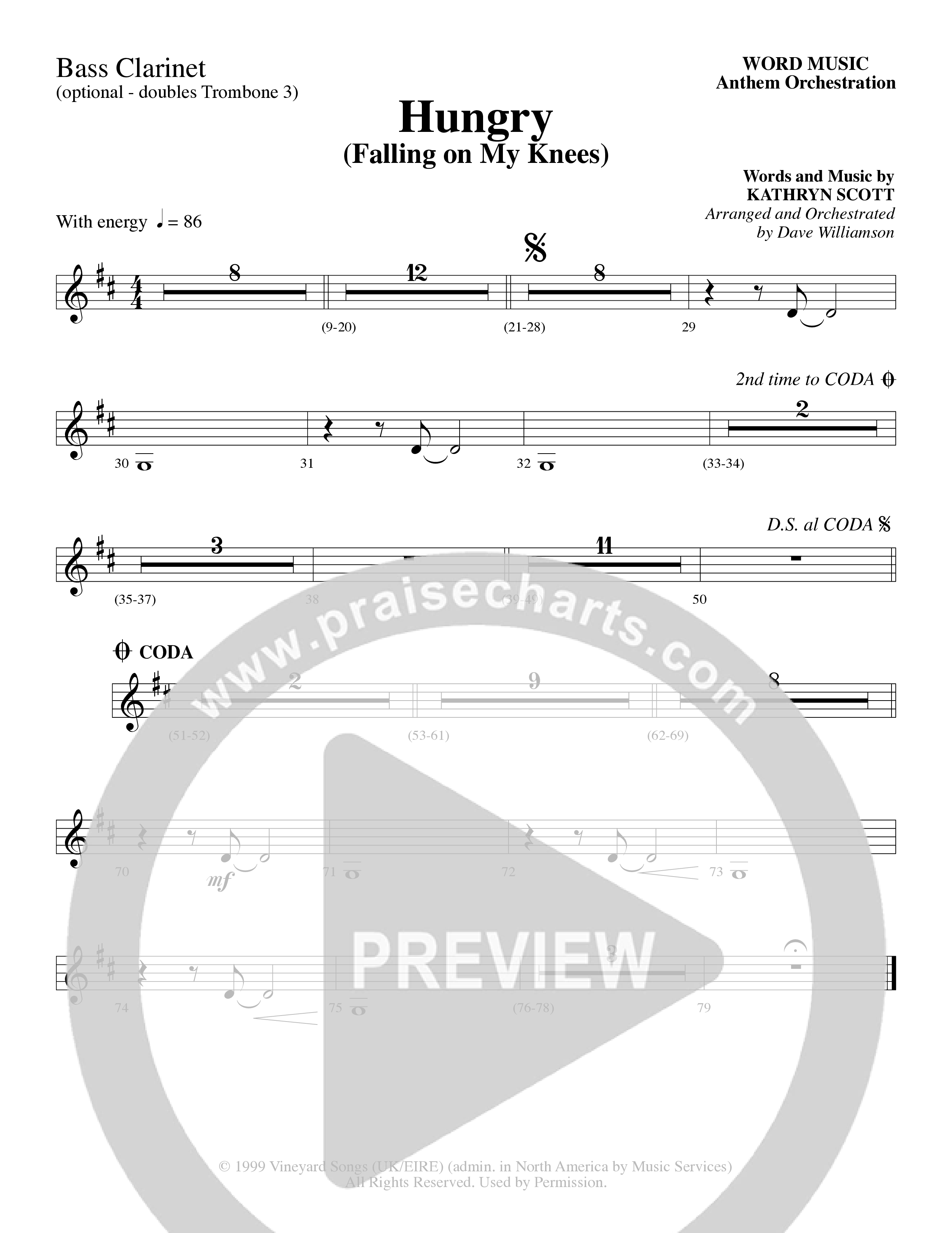 Hungry (Falling on My Knees) (Choral Anthem SATB) Bass Clarinet (Word Music Choral / Arr. Dave Williamson)