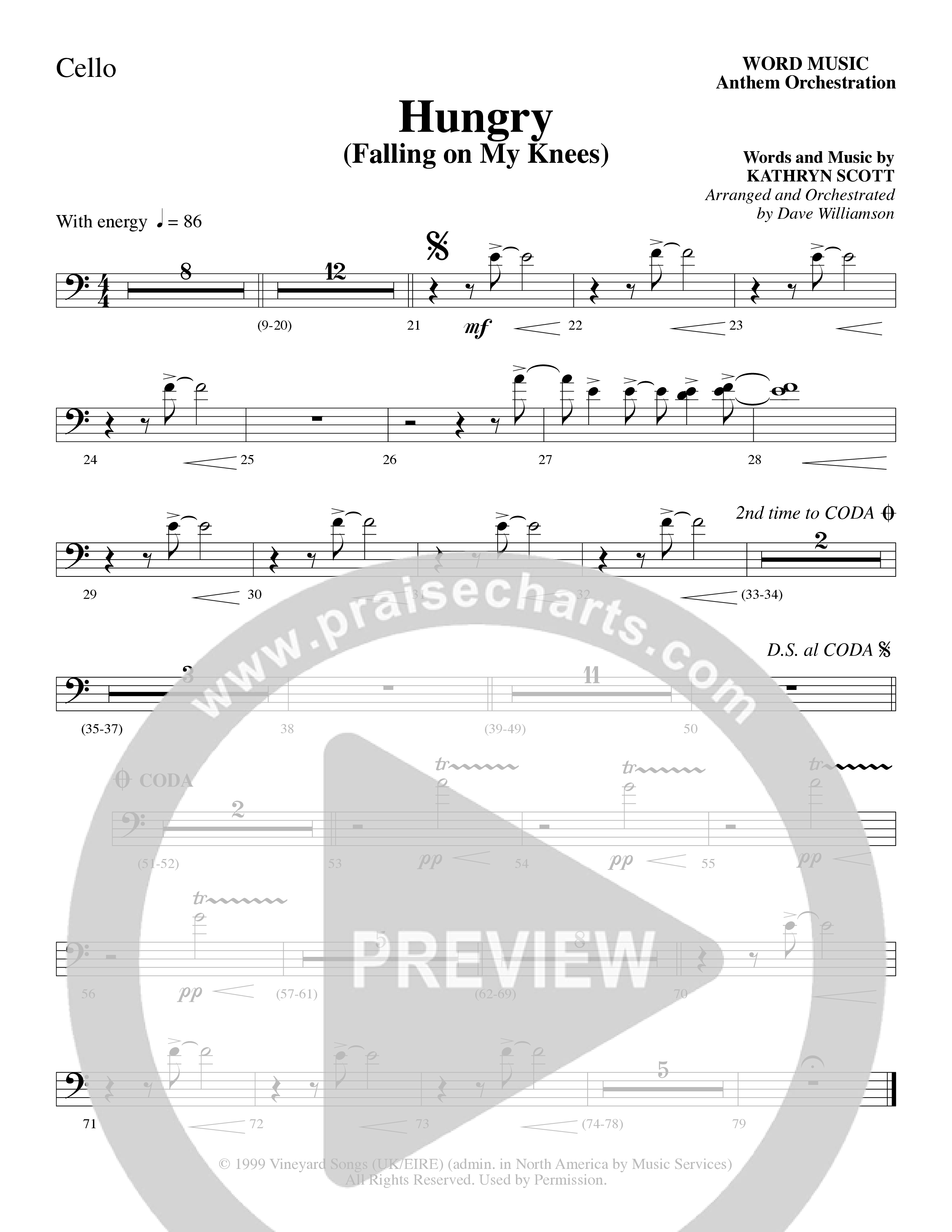 Hungry (Falling on My Knees) (Choral Anthem SATB) Cello (Word Music Choral / Arr. Dave Williamson)