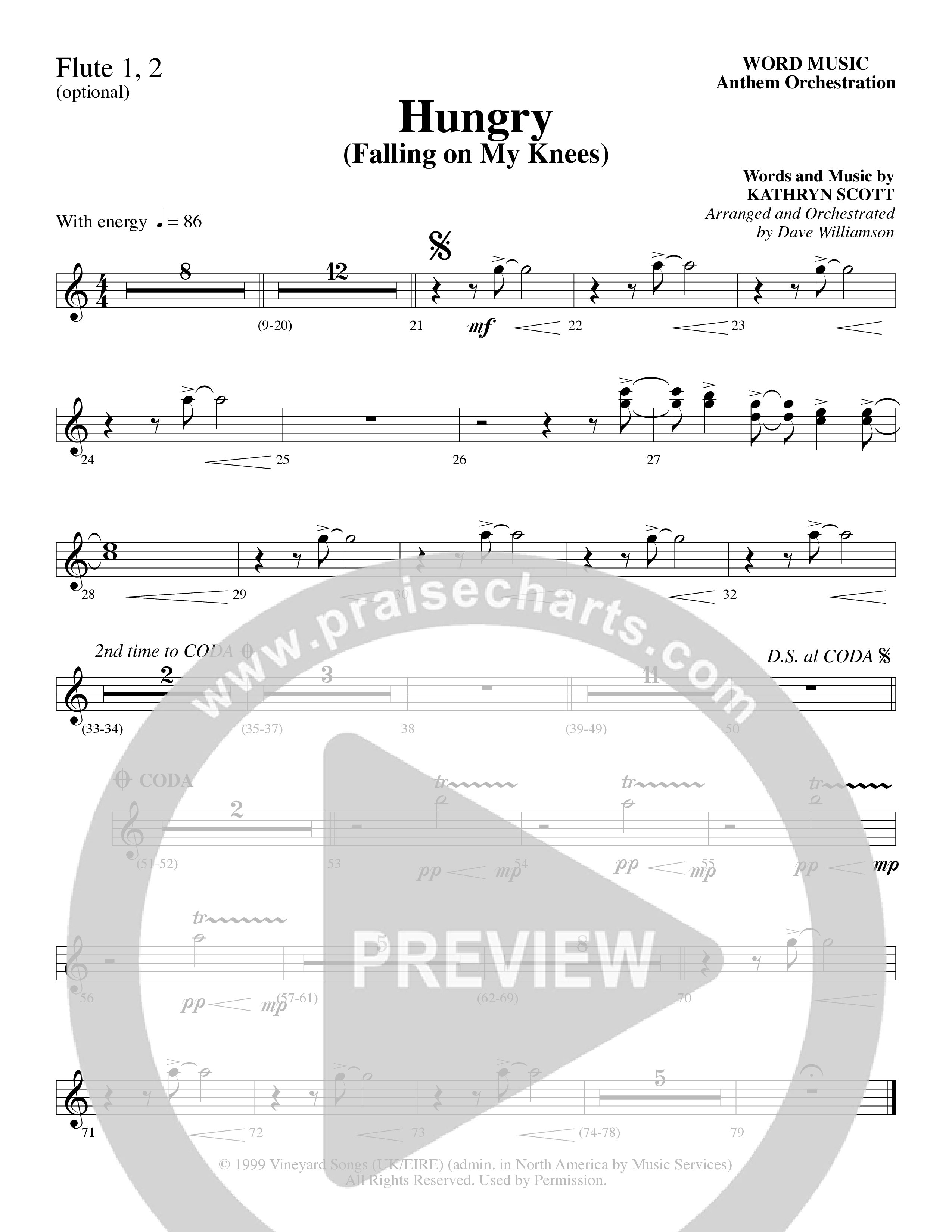 Hungry (Falling on My Knees) (Choral Anthem SATB) Flute 1/2 (Word Music Choral / Arr. Dave Williamson)