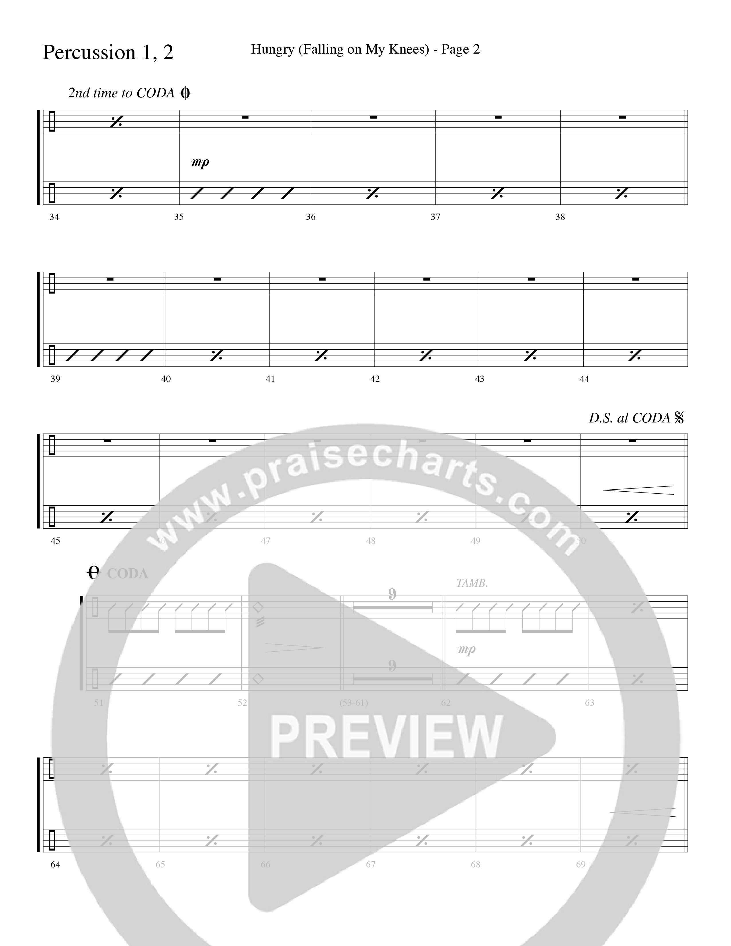 Hungry (Falling on My Knees) (Choral Anthem SATB) Percussion 1/2 (Word Music Choral / Arr. Dave Williamson)