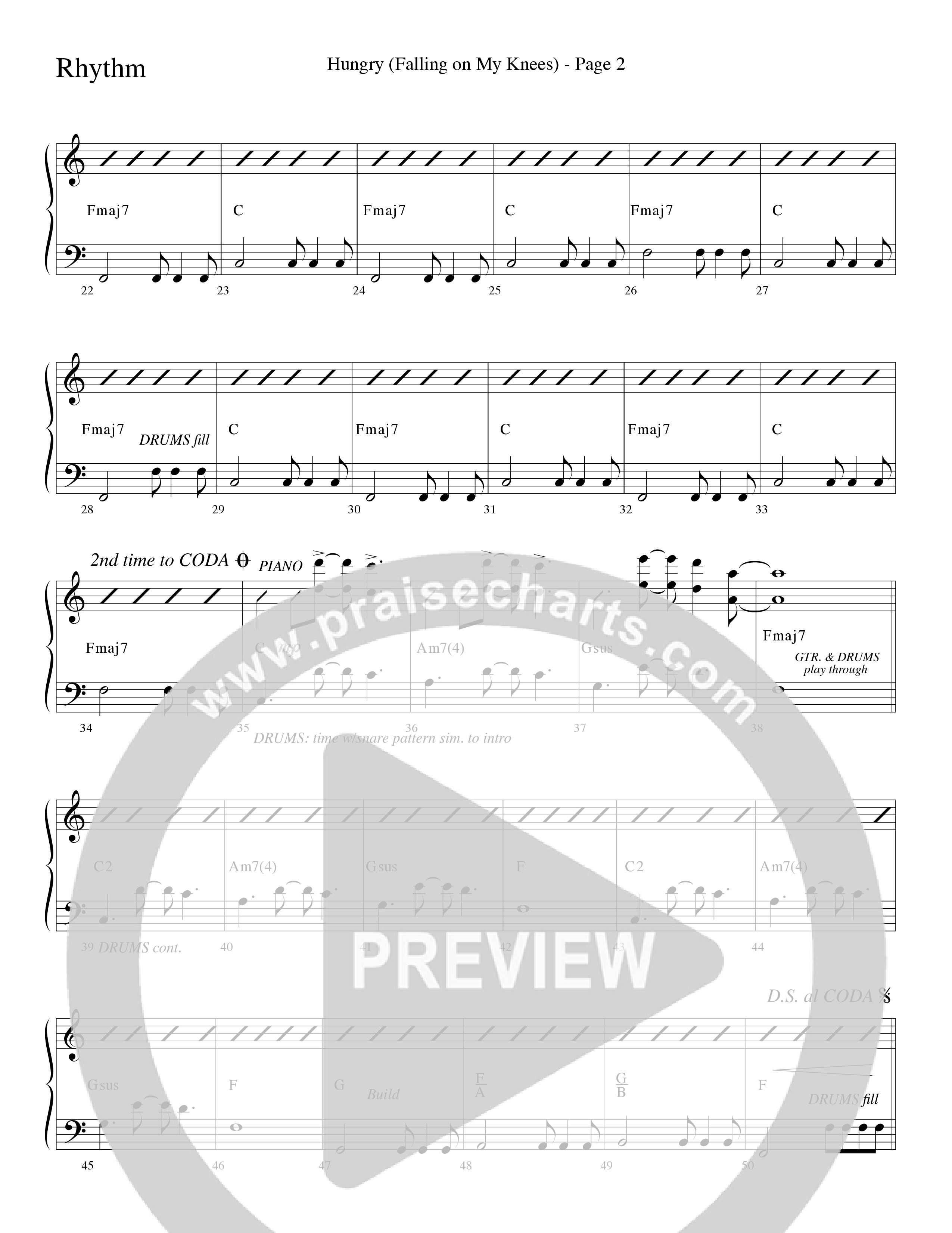 Hungry (Falling on My Knees) (Choral Anthem SATB) Rhythm Chart (Word Music Choral / Arr. Dave Williamson)