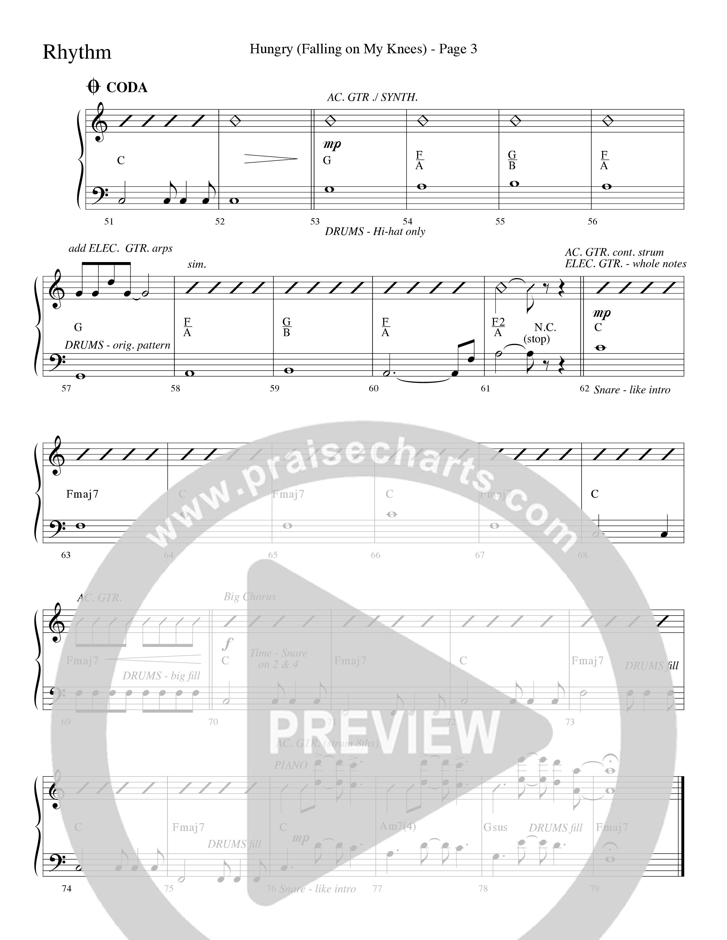Hungry (Falling on My Knees) (Choral Anthem SATB) Rhythm Chart (Word Music Choral / Arr. Dave Williamson)