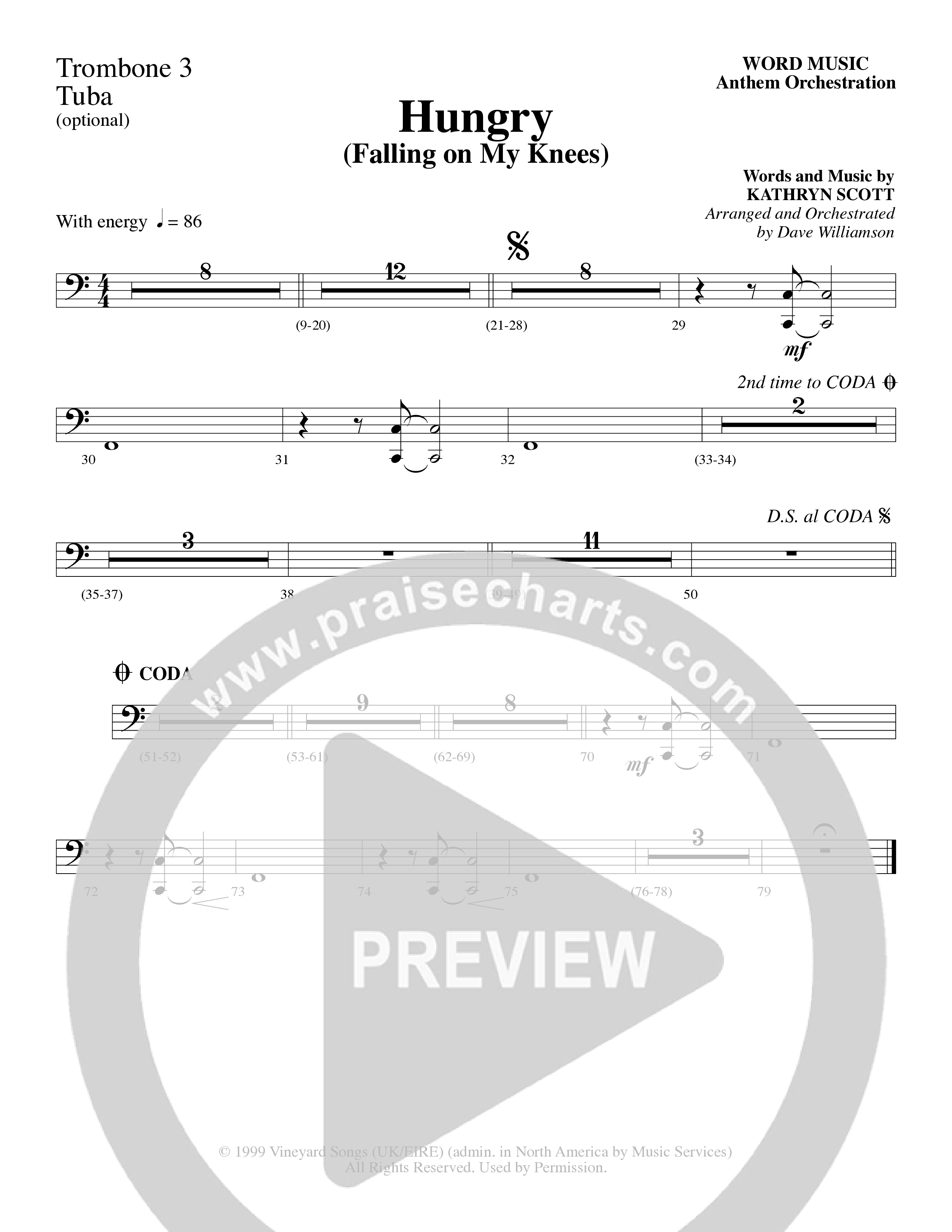 Hungry (Falling on My Knees) (Choral Anthem SATB) Trombone 3/Tuba (Word Music Choral / Arr. Dave Williamson)