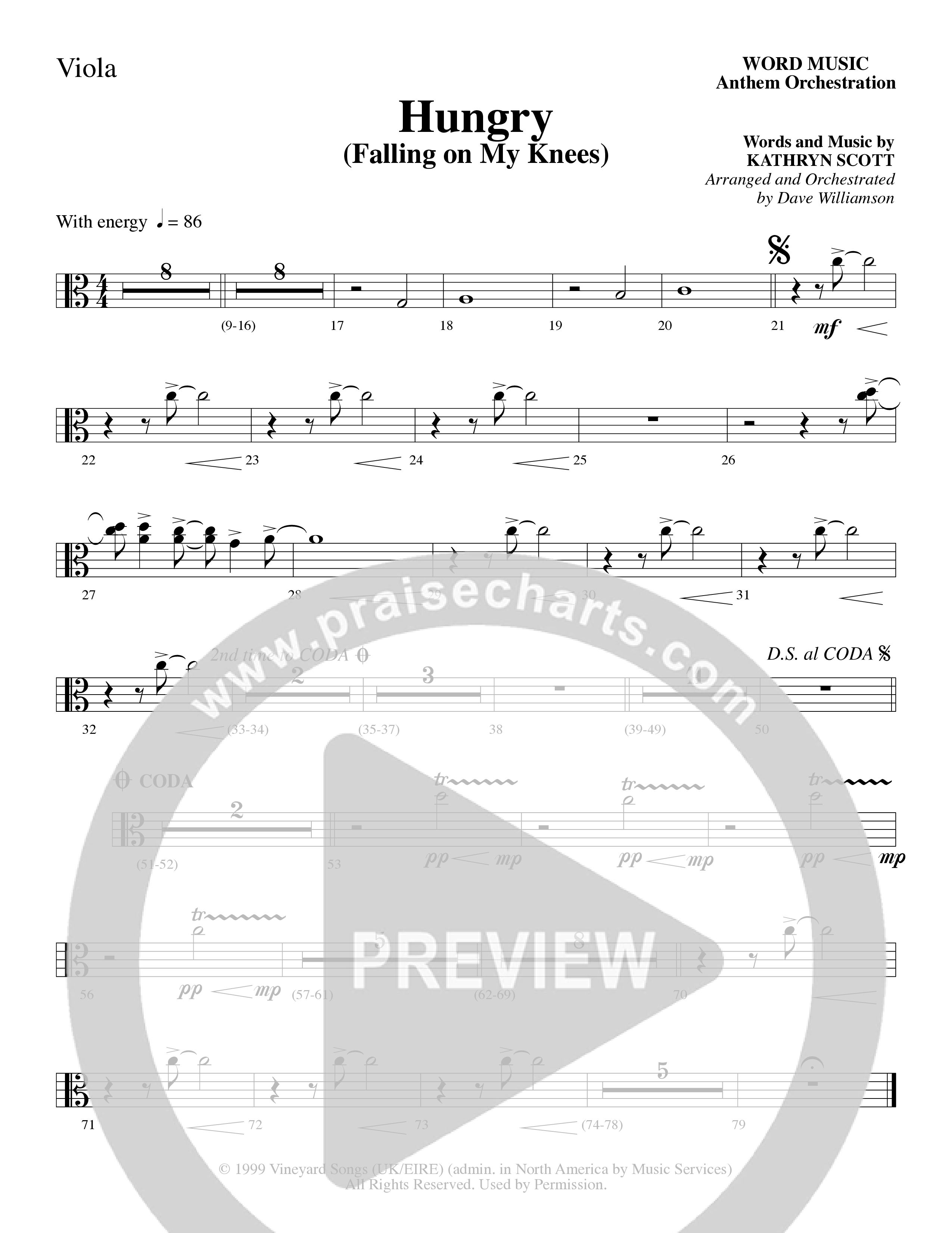 Hungry (Falling on My Knees) (Choral Anthem SATB) Viola (Word Music Choral / Arr. Dave Williamson)
